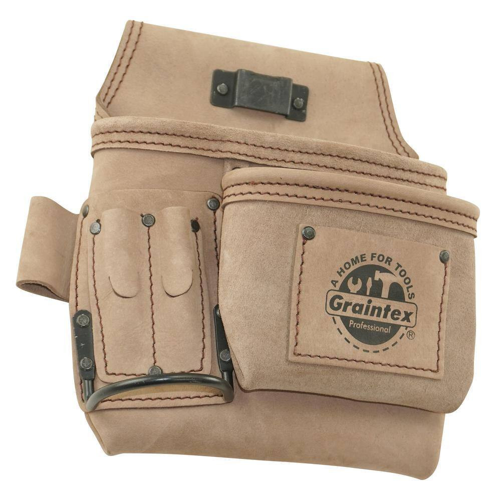 5-Pocket Right Handed Beige Top Grain Leather Tool Pouch