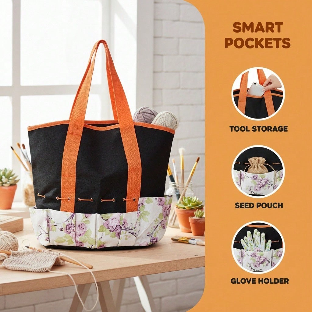 Creative Printed Oxford Fabric Gardening Tool Multi-Purpose Organizer Tote