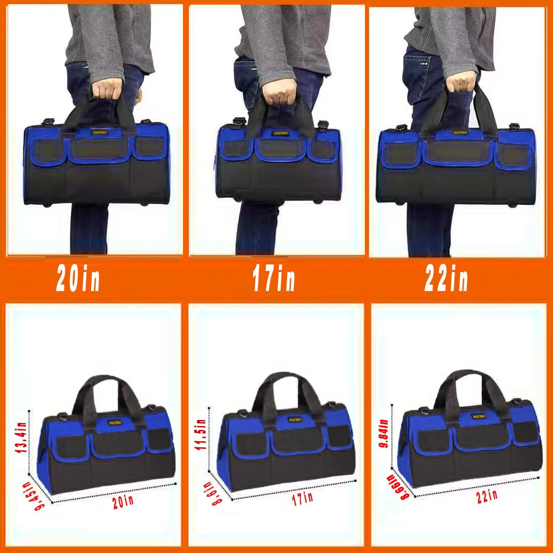 20 Inch Heavy Duty Tool Bag with Wide Mouth for Tool Storage,Carrier and Orga…