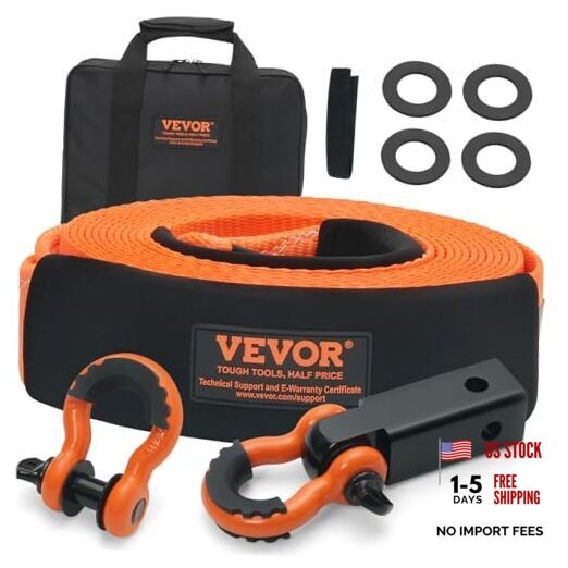 Polyester Heavy Duty Tow Strap Recovery Kit 3″ x 30 ft (MBS-36,000 lbs) Winch