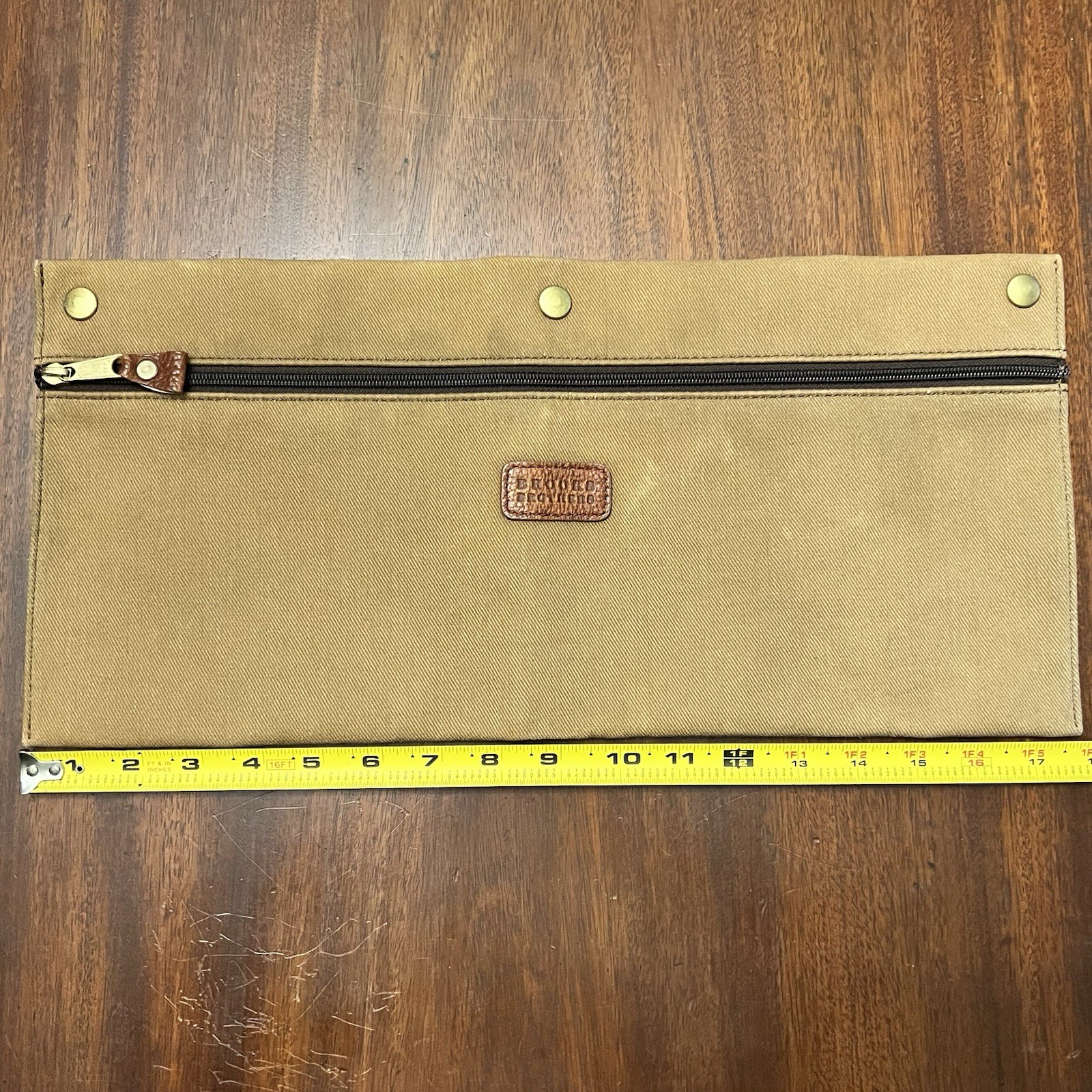 Brooks Brothers Heavy Duty Tan Canvas Pouch with Snap-on Buttons