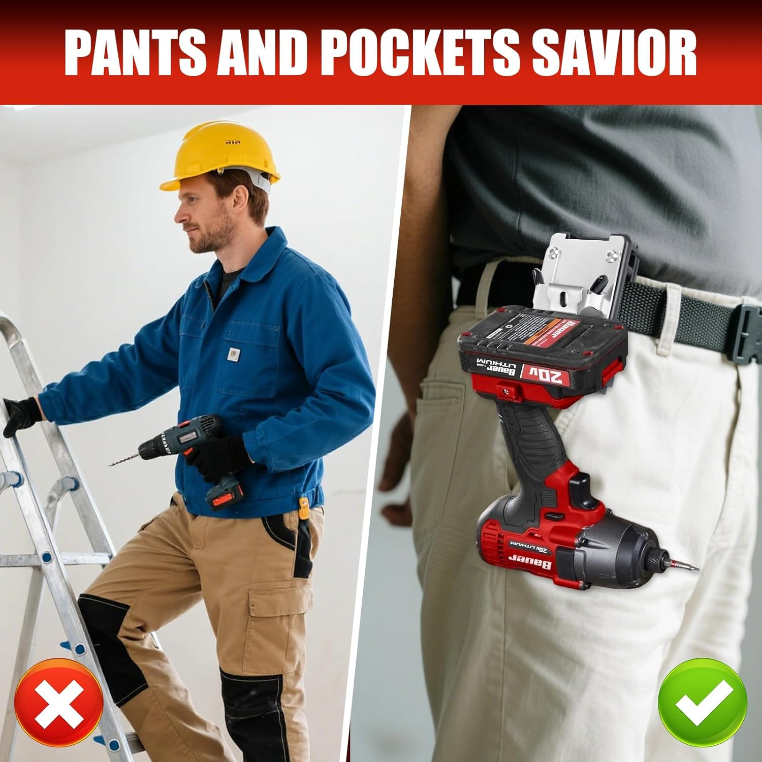 Drill Holder Belt Clip Hook Holster Cordless Driver Tape Measure Accessory