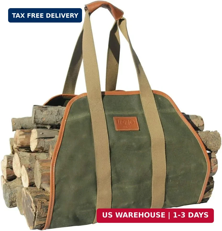 INNO STAGE Firewood Carrier Firewood Bag Heavy Duty Waxed Canvas Log Carrier Tot