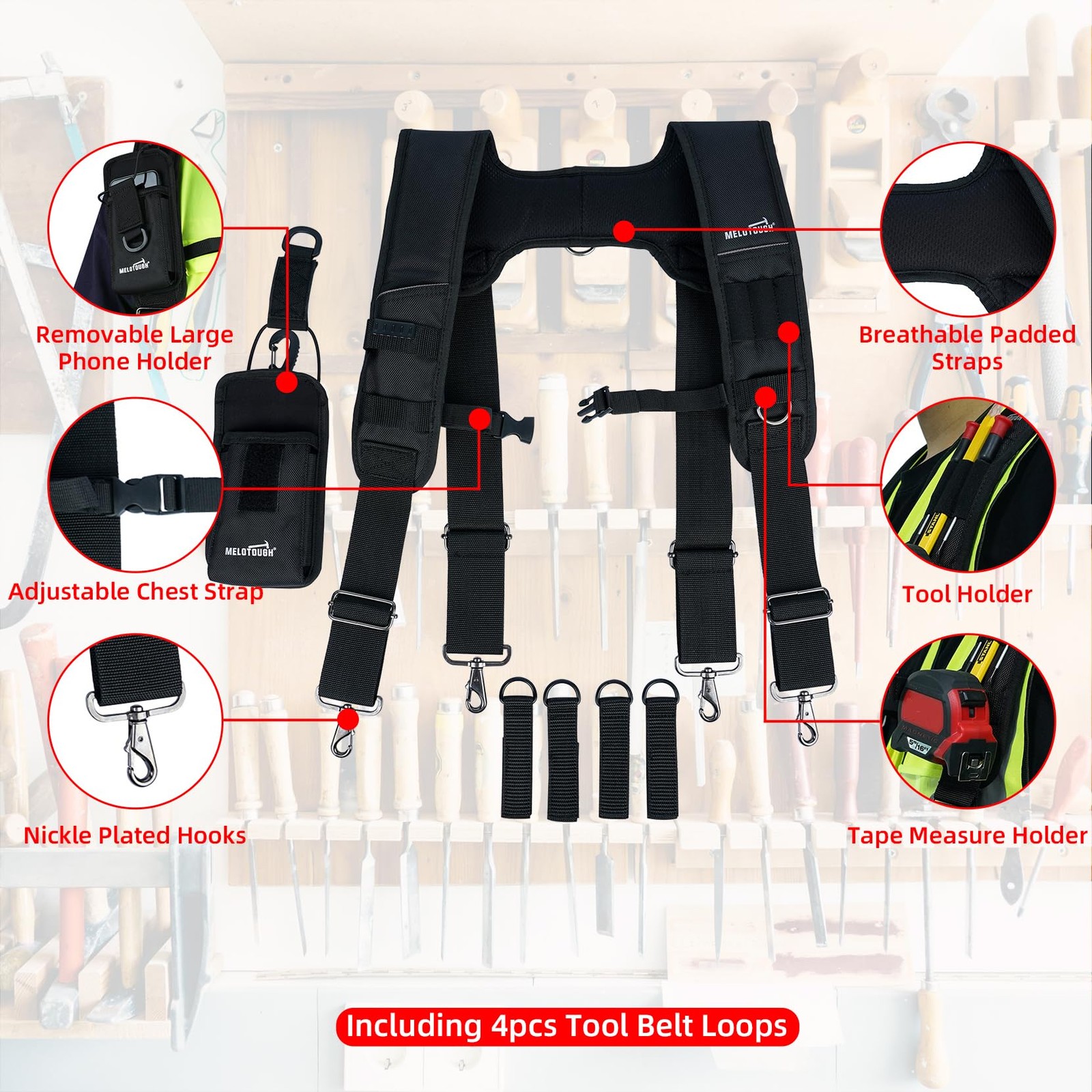Tool Belt Suspenders Construction Bag Suspenders Padded Work belt Suspenders …