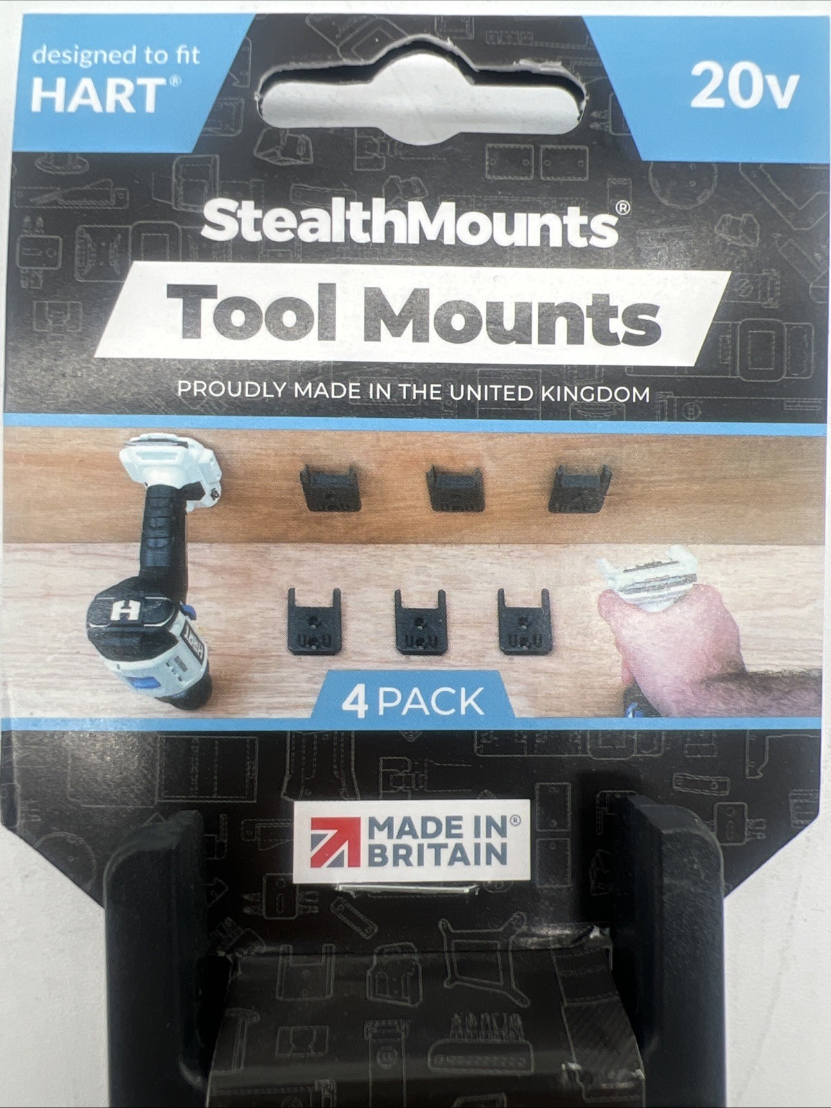 New StealthMounts Tool Mounts for Hart 20v 4-Pack TM-HA20-BLK-4 FreeS&H
