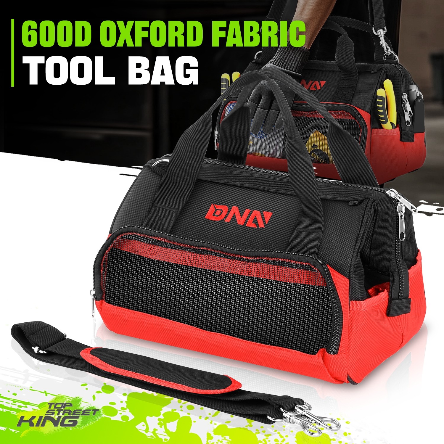 12.2″x7.8″x9.4″ Red 600 Denier Oxford Waterproof Bag w/Adjustable Shoulder Strap