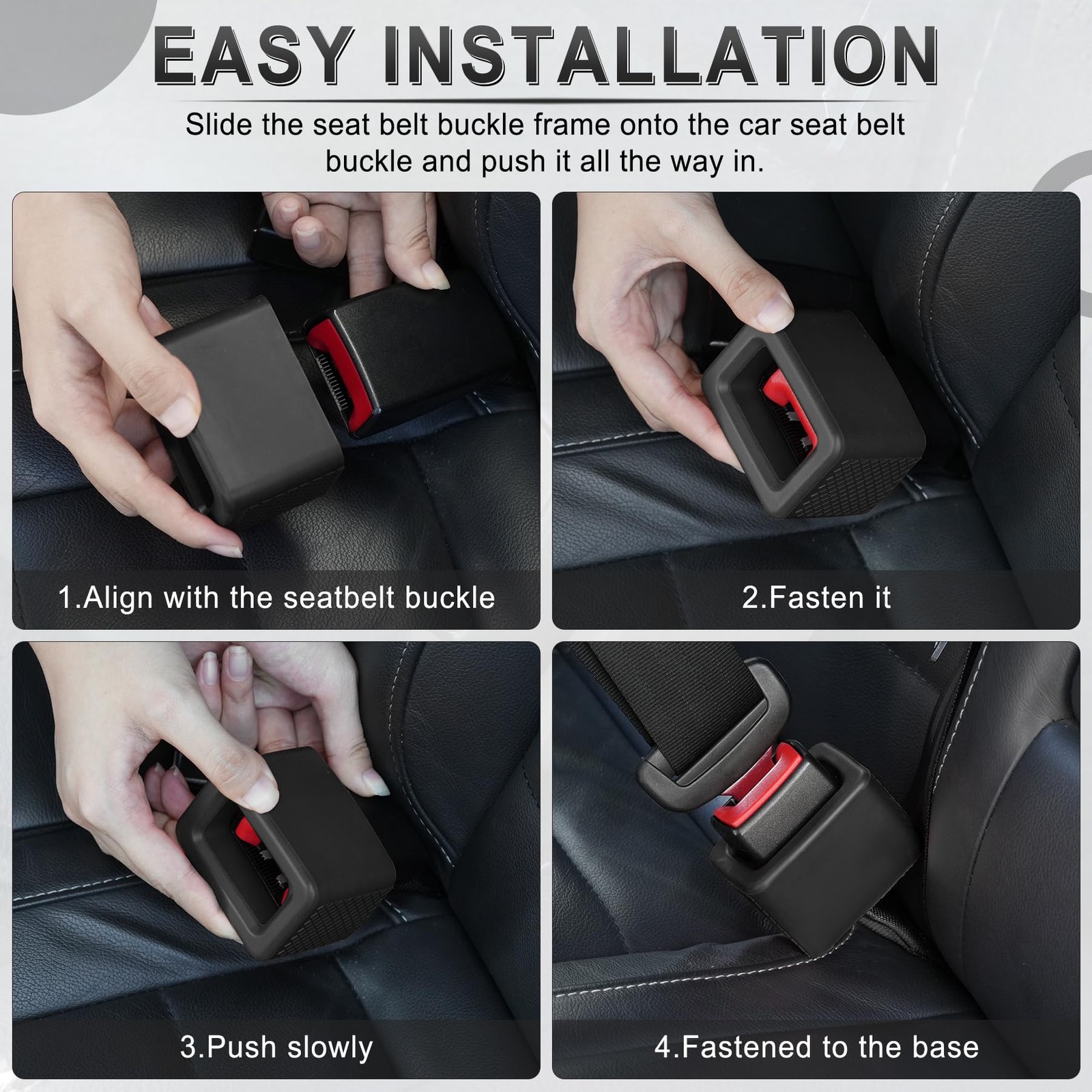 Amiss 2PCS Seat Belt Buckle Holder, Universal Silicone Rear Black