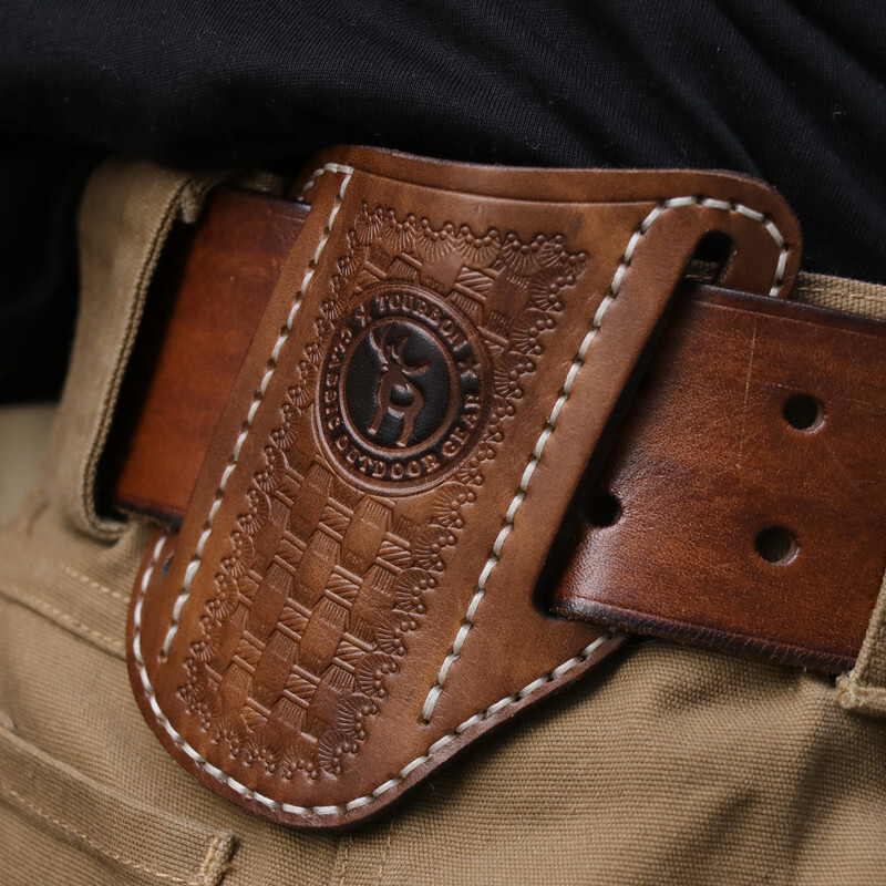 TOURBON Leather Mini Pockets Folding Knife Belt Pouch Tool Carry Sheath Cover US