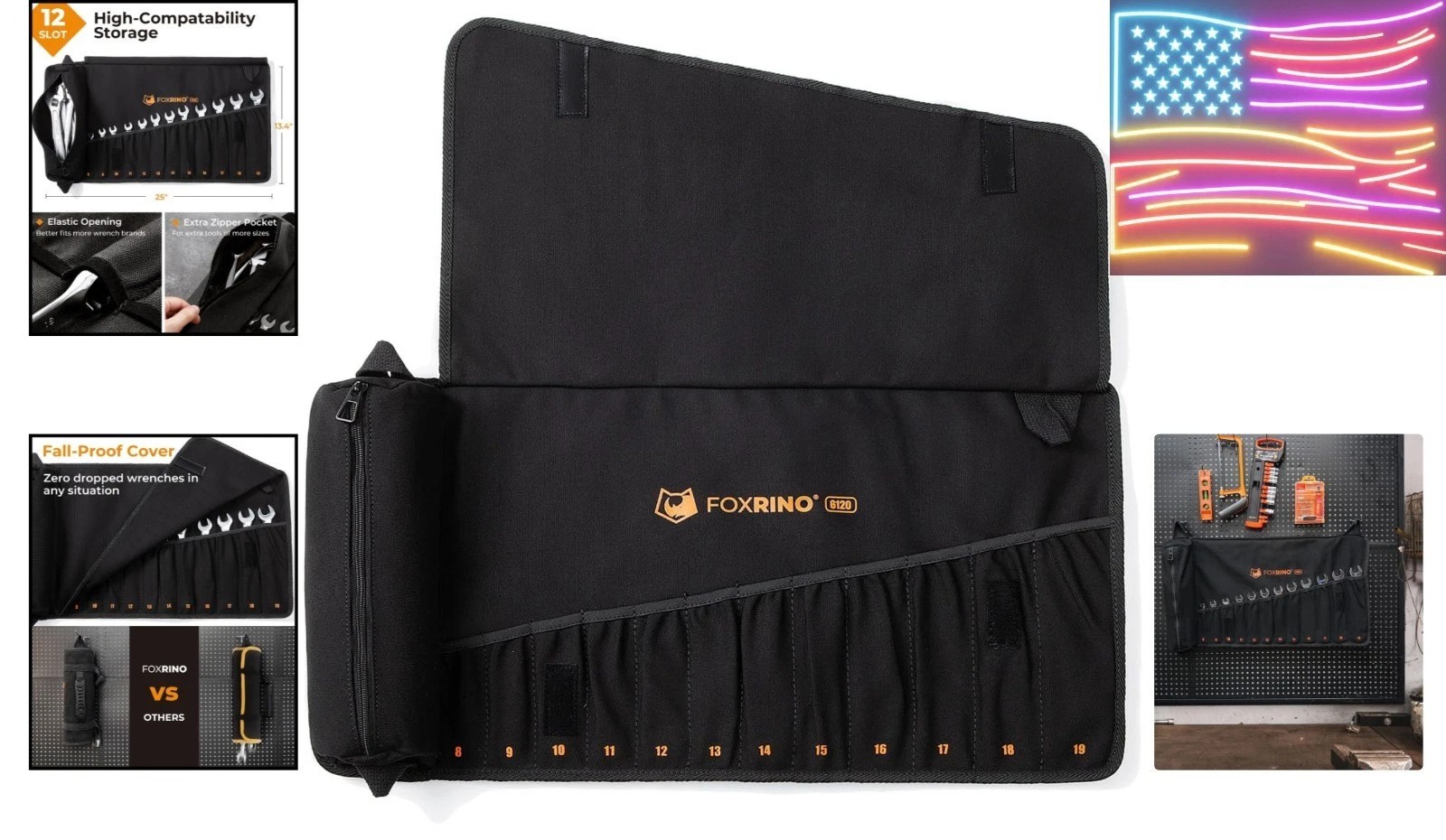 Wrench Roll, Wrench Roll Up Pouch, 12-Pocket Heavy Duty Canvas Wrench Organiz…