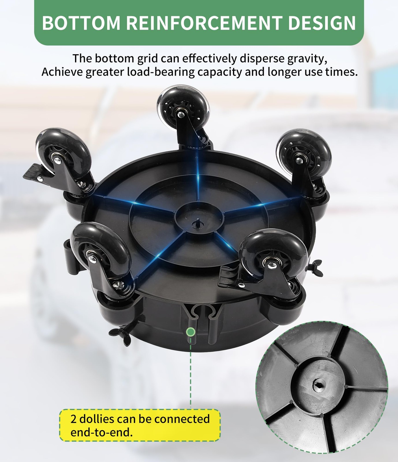 HeavyDuty Bucket Dolly with 5 Wheels for 46 Gallon Car Wash Buckets