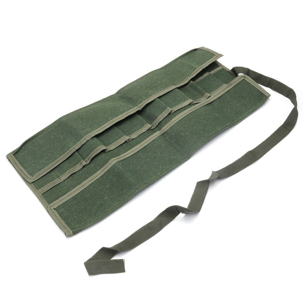 10Pocket Canvas Spanner Wrench Tool Roll Up storage bag Organizer Pouches Case~