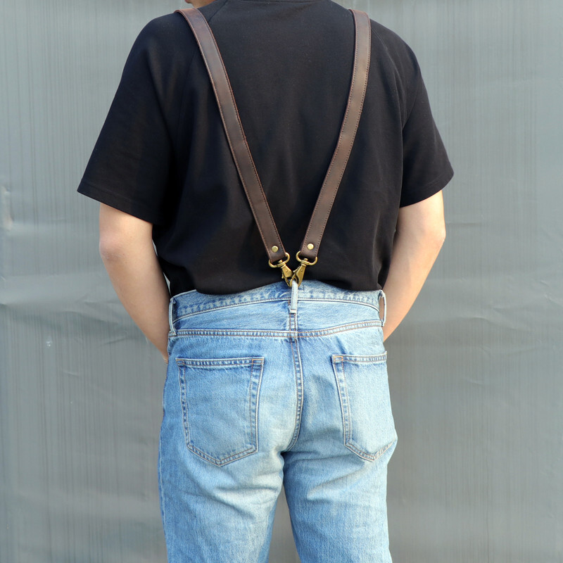 TOURBON Leather Heavy Duty Tool Carry Chest Strap Suspenders Carpenter Hamess US