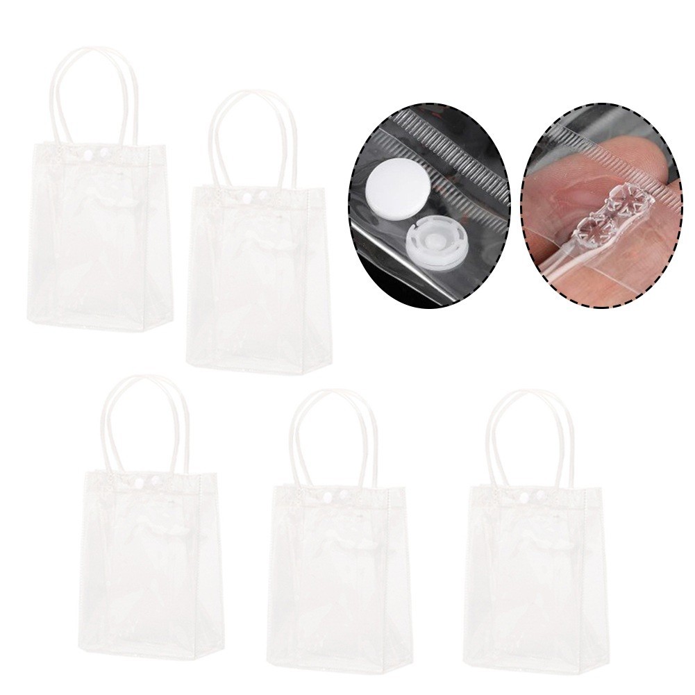 Clear PVC Plastic Tote Bag with Buttons Secure Packaging Solution Pack of 5