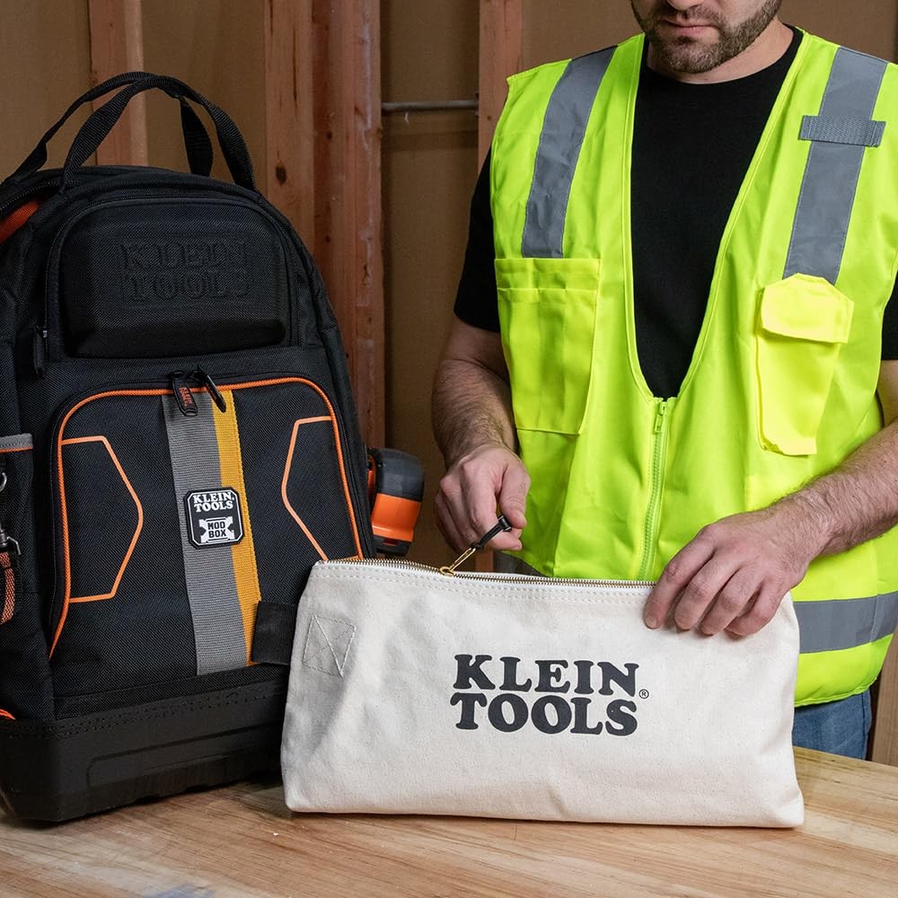 KLEIN TOOLS 62042 16Inch Zipper Bag, Extra Long, No. 10 Canvas, Heavy Duty To…