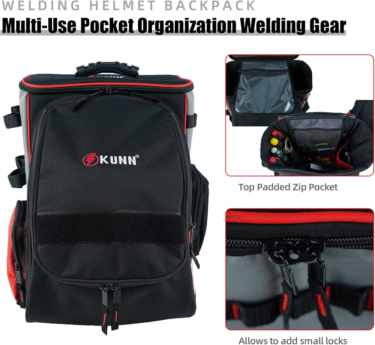 Welding Tool Backpack with Removable Helmet Bag for Convenient Transport