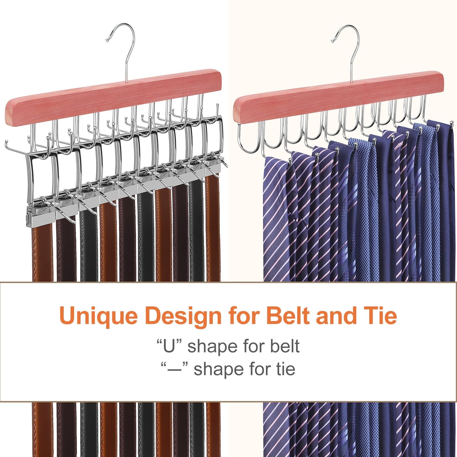TOPIA HANGER Cedar 2 Pack 2 in 1 Belt 5.9 inches x 14.56 inches, Cedar-2