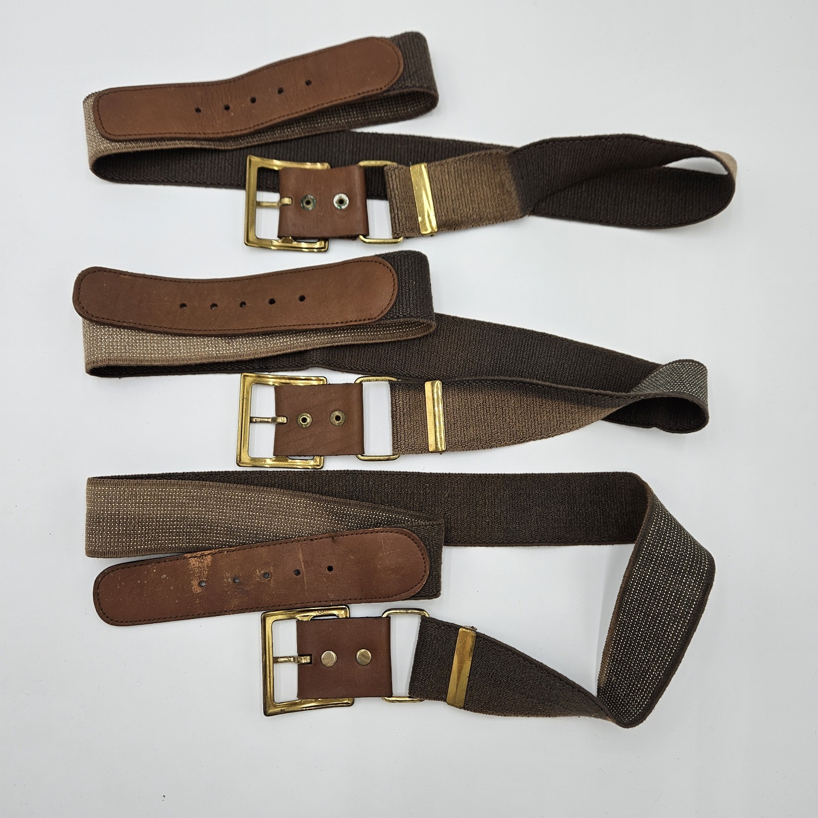 3 Vintage Tool Belts, Belts only, Canvas & Leather, Adjustable Size, Buckles