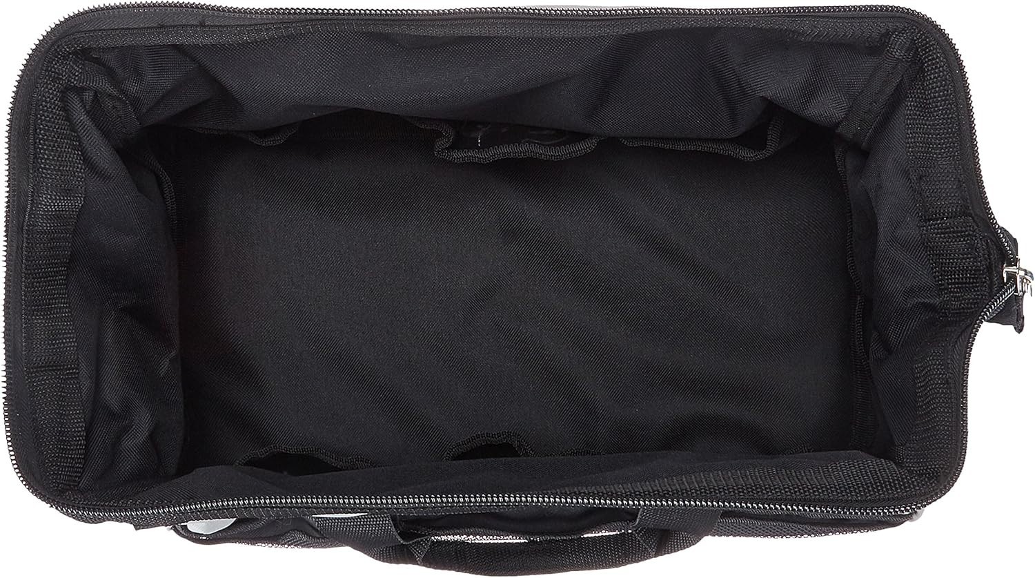 Durable 16-Inch Tool Storage Bag with Adjustable Shoulder Strap in Black & Grey