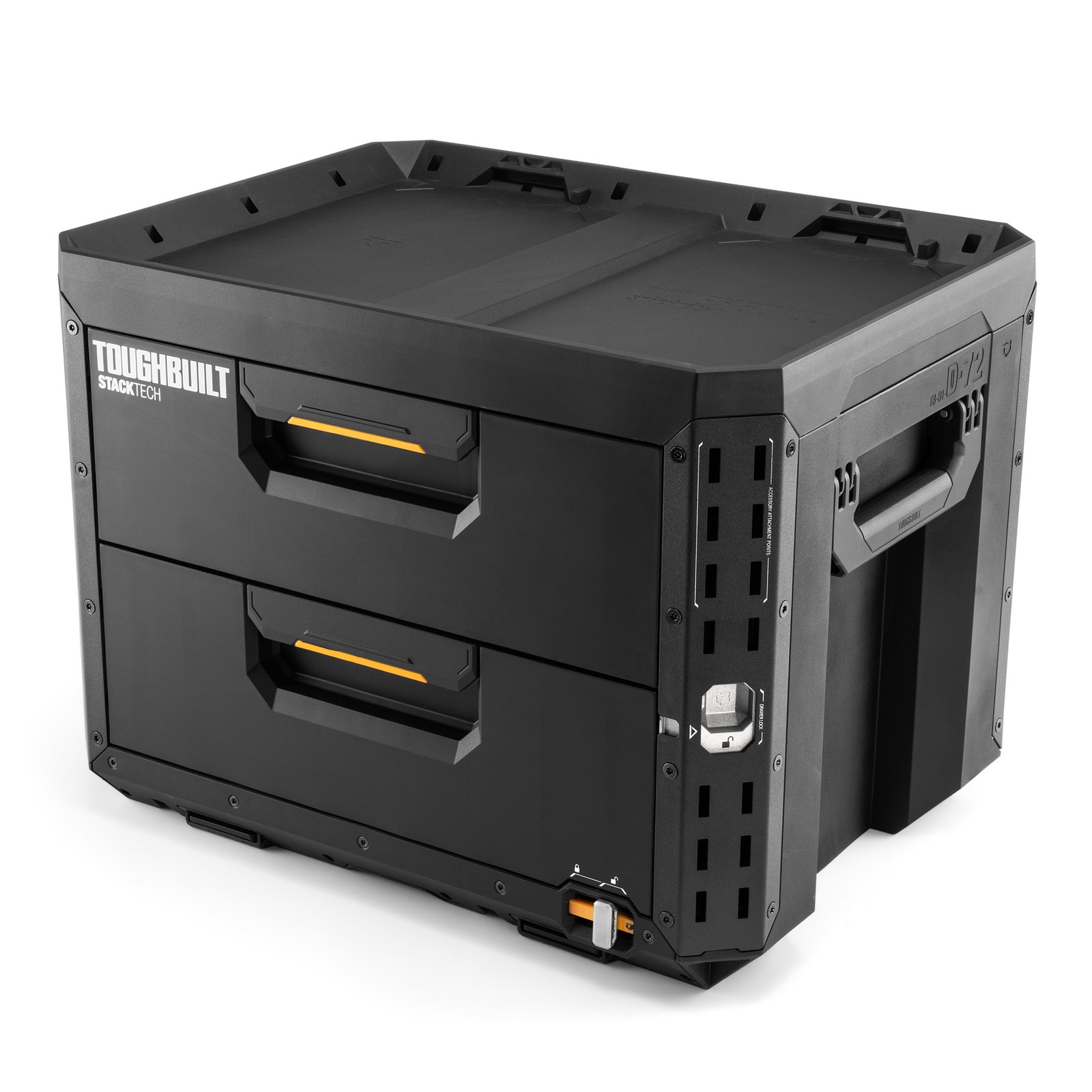 ToughBuilt StackTech 2-Drawer Locking Box, Plastic Storage Tool & Gear Organizer