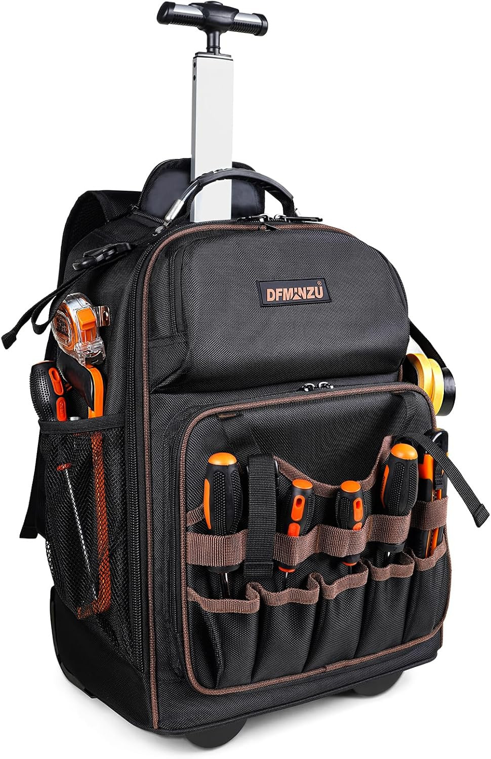 Rolling Tool Backpack Heavy Duty, 43 Pockets Tool Backpack with Wheels, Rolling