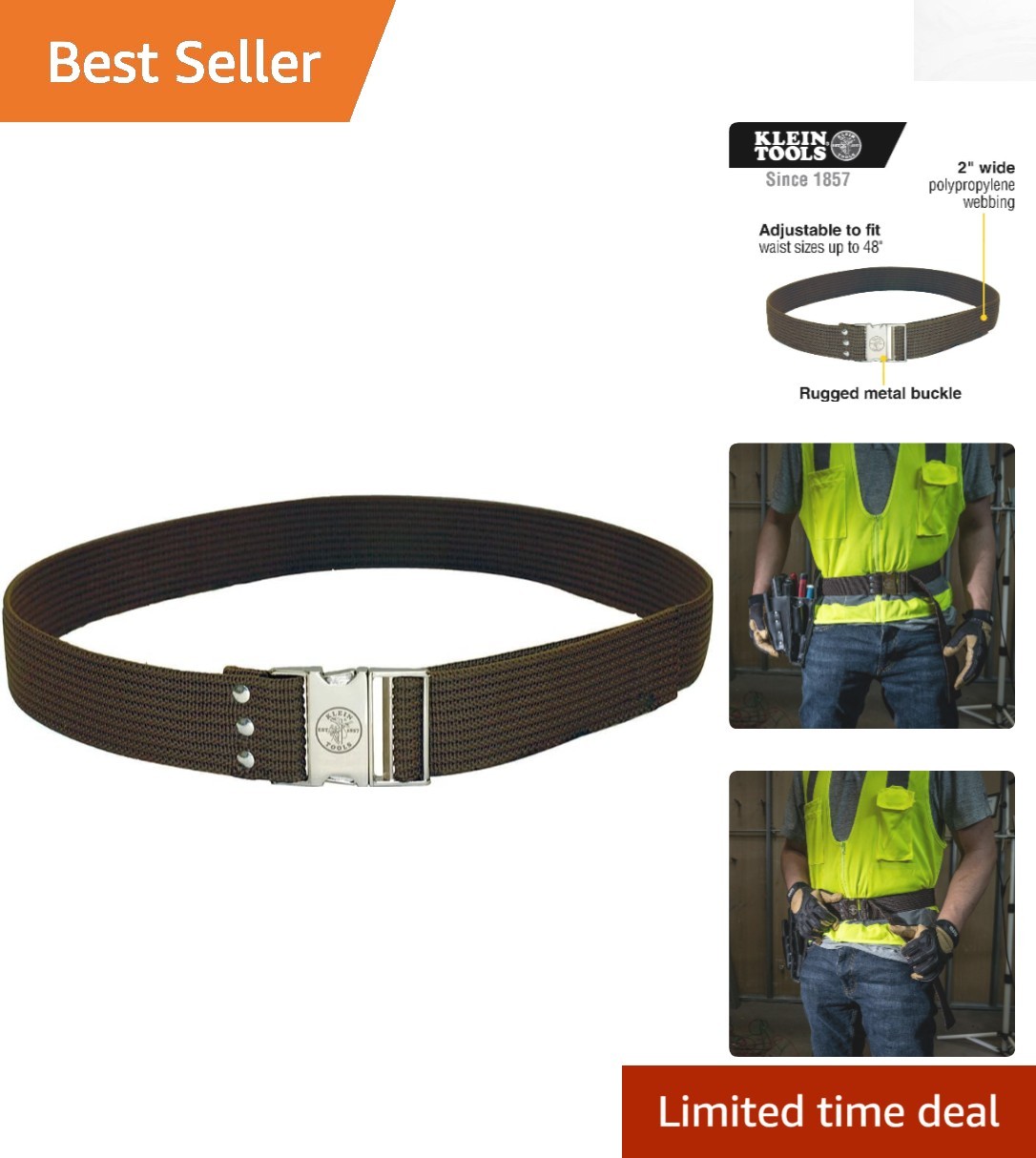 Heavy-Duty 2-Inch Wide Adjustable Tool Belt for Electricians – Brown Color