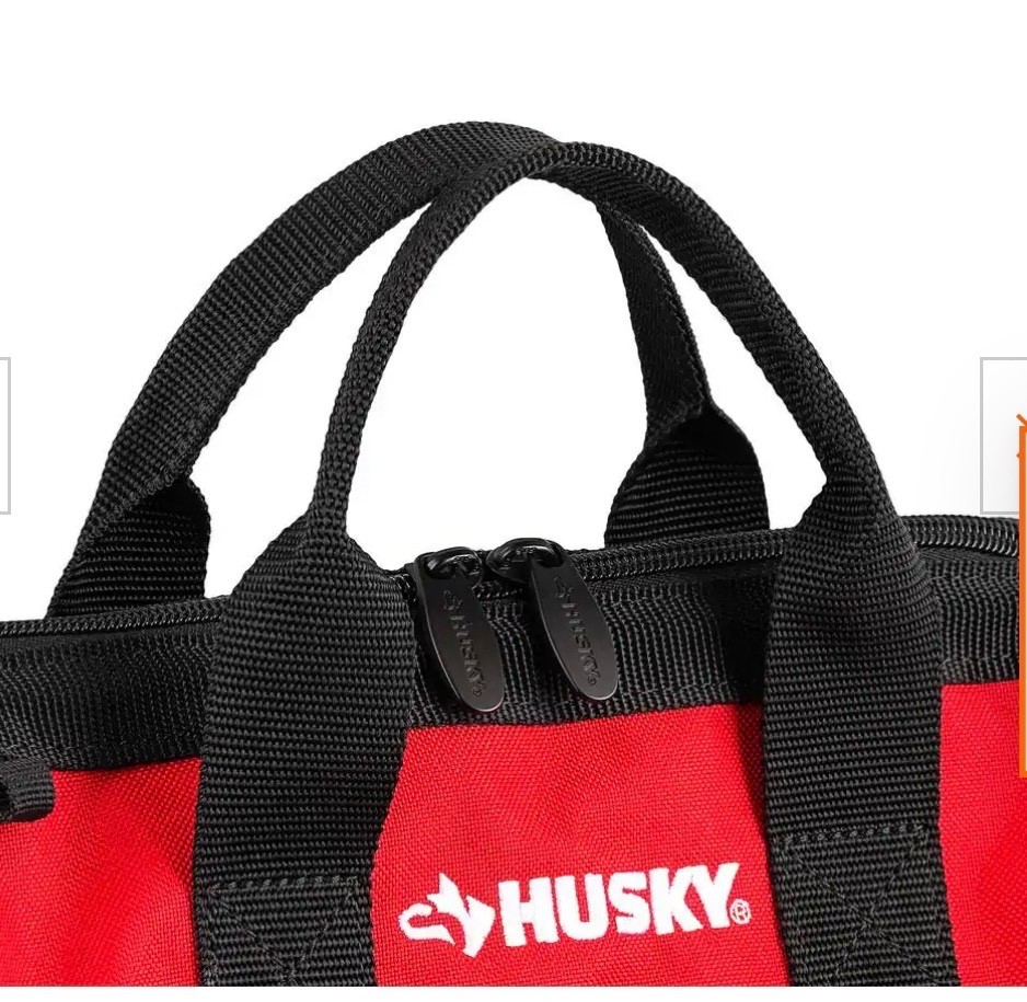 Husky 12-Inch Tool Bag (12 x 9 x 8 inch) Red/Black