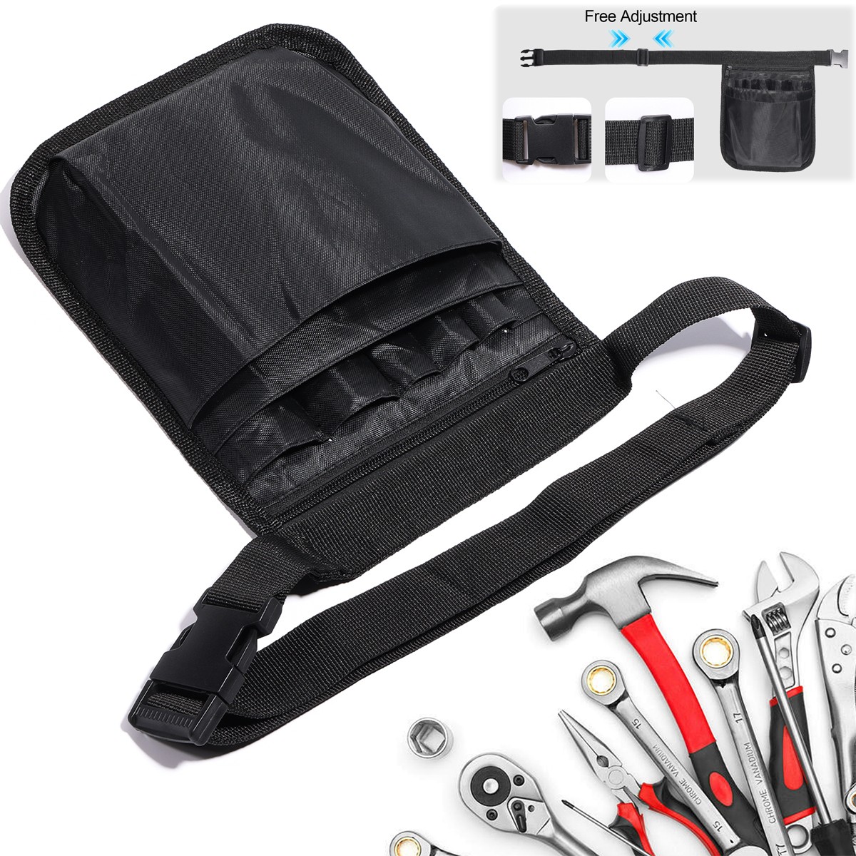 Tool Belt Bag Waist Pouch 10 Pocket Adjustable Belt Work Apron Utility Organizer