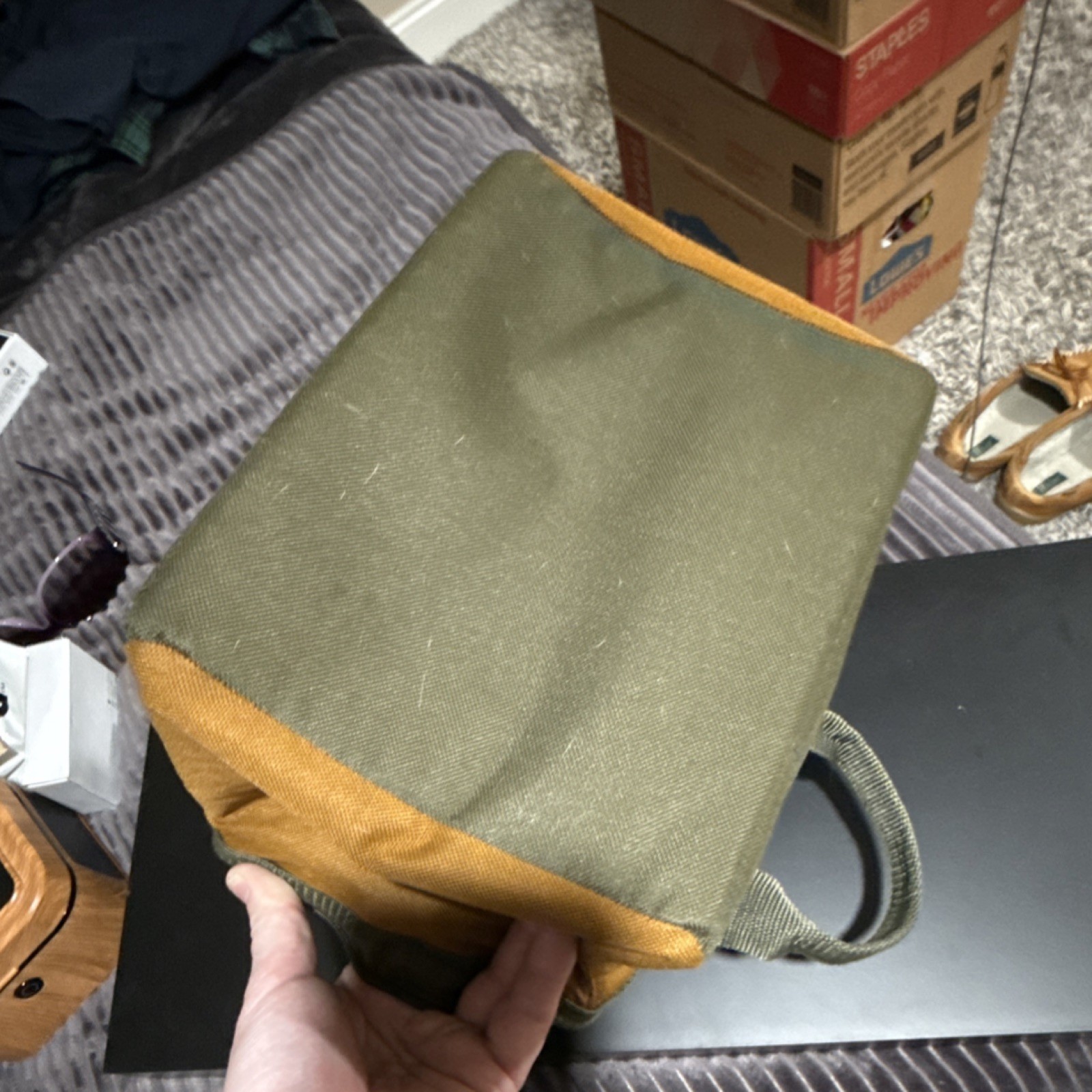Bucket Boss Classic Canvas Tool Bag Green Brown Padded Handle