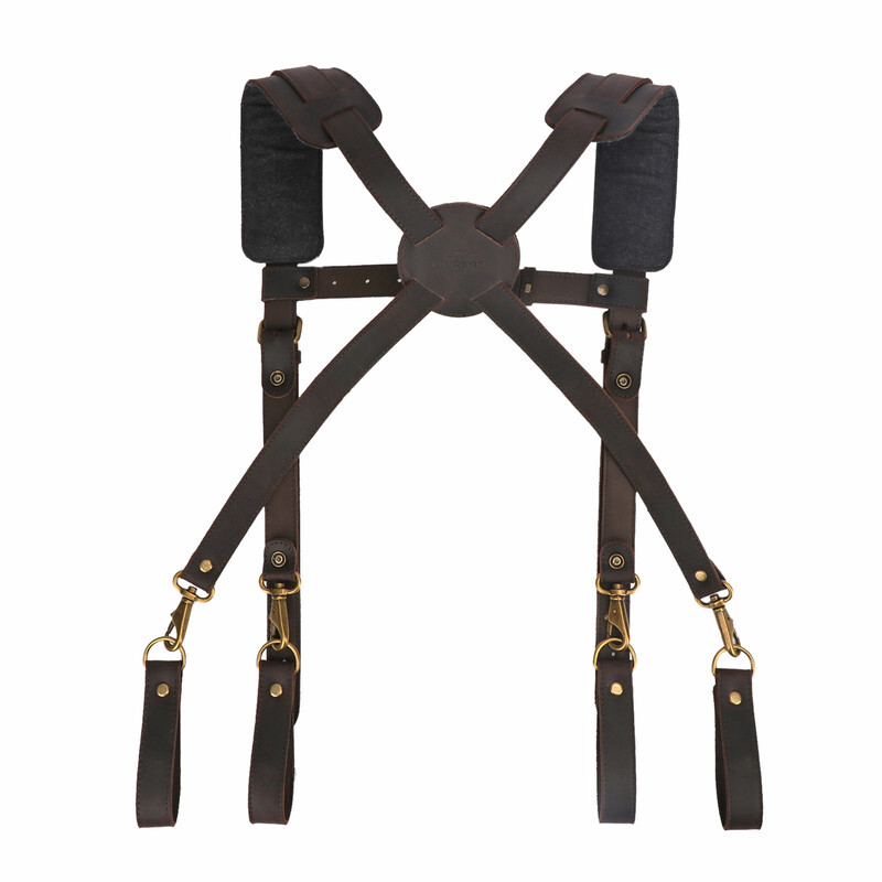 TOURBON Leather Tool Belt Harness Suspender Carpenter Contractor Tools Carry