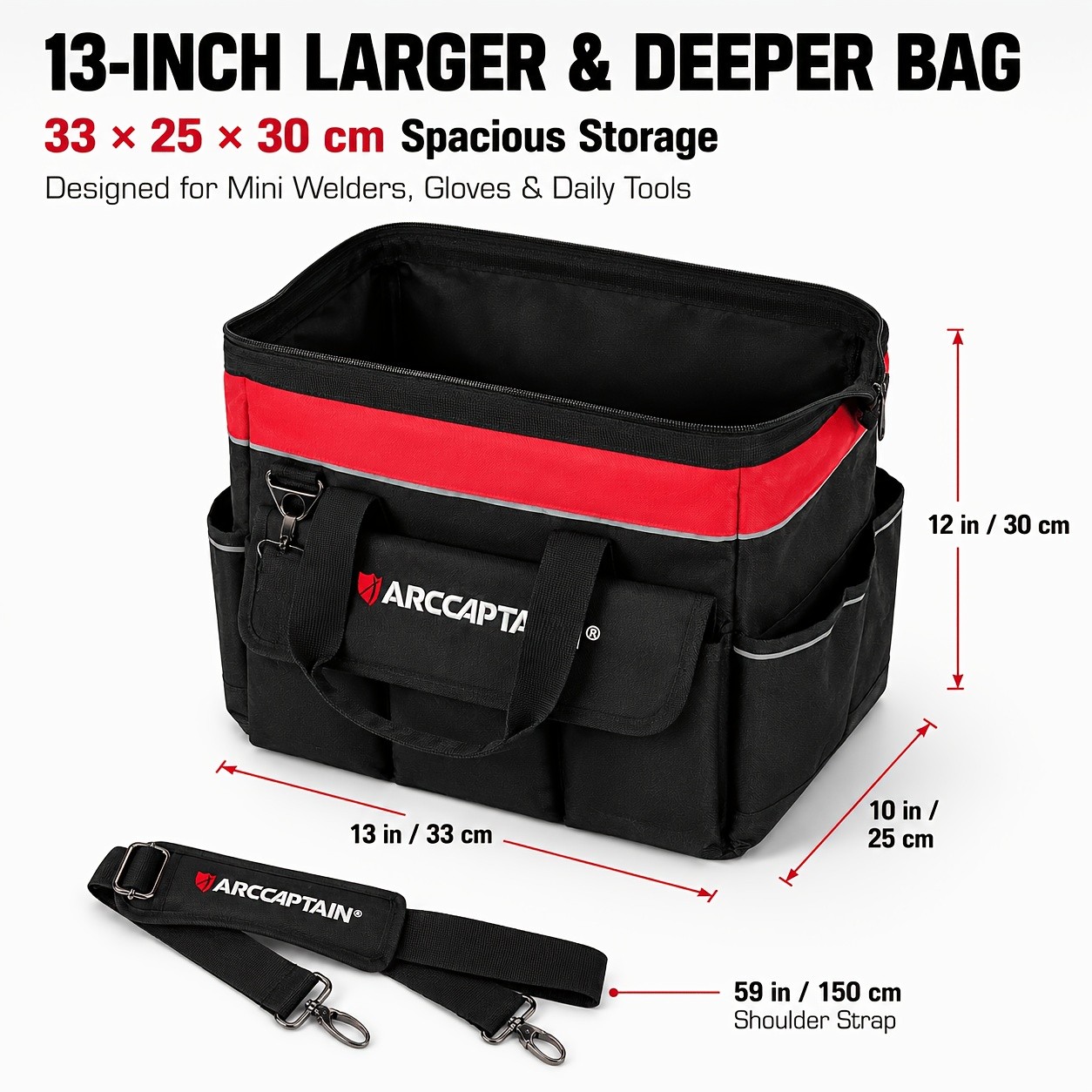 ARCCAPTAIN 13-Inch Welding Tool Bag Portable Welder Carrying Bag with Shoulder