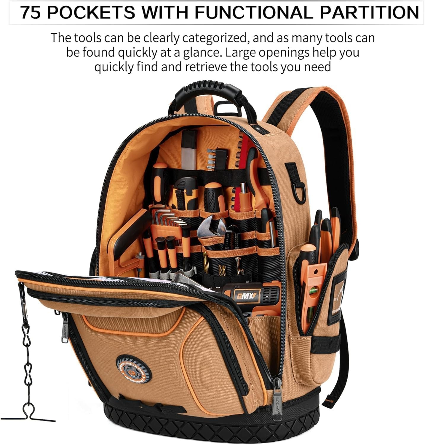 Ultimate 75 Pocket HVAC Tool Carrier with Molded Base & Adjustable Straps
