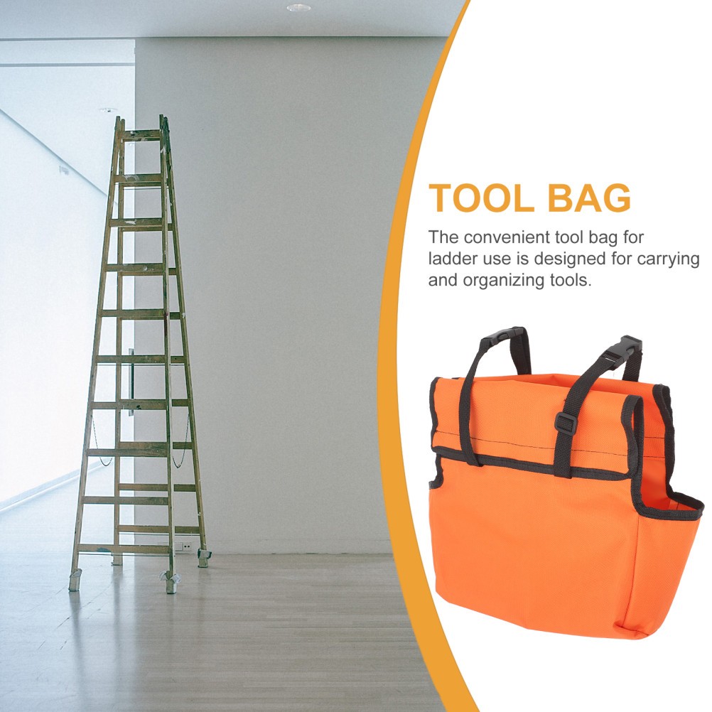 Orange Cloth Ladder Tool Bag Reusable Organizer for Storage and Carrying Tools