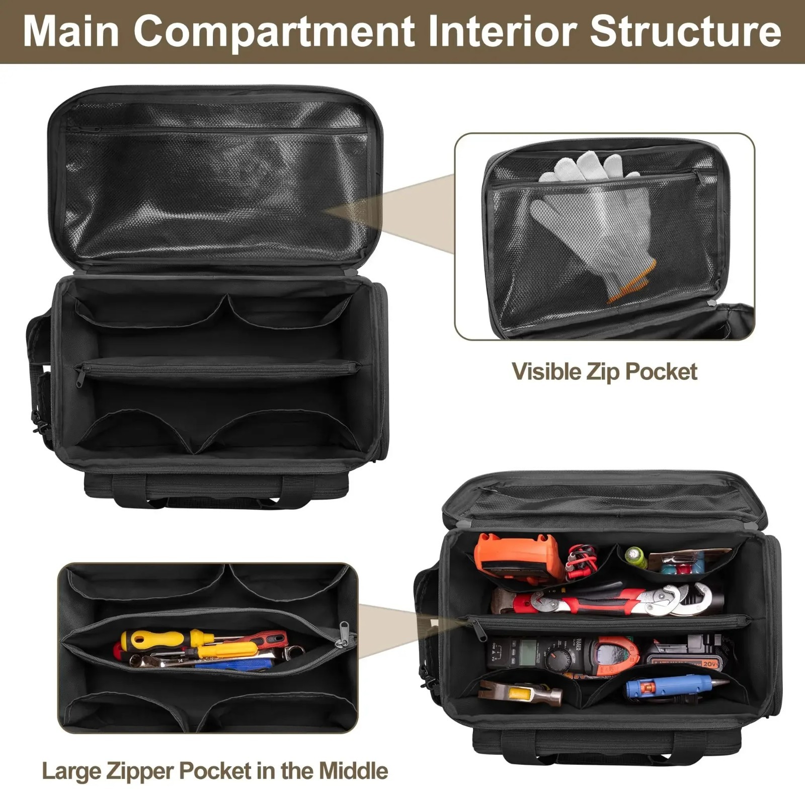 14” Heavy Duty Tactical Tool Bag Portable Organizer Storage.