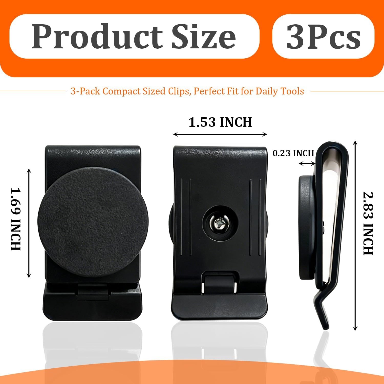 3 PCS Belt Magnetic Clips Heavy Duty Magnetic Tool Holder Black Magnet Belt Orga