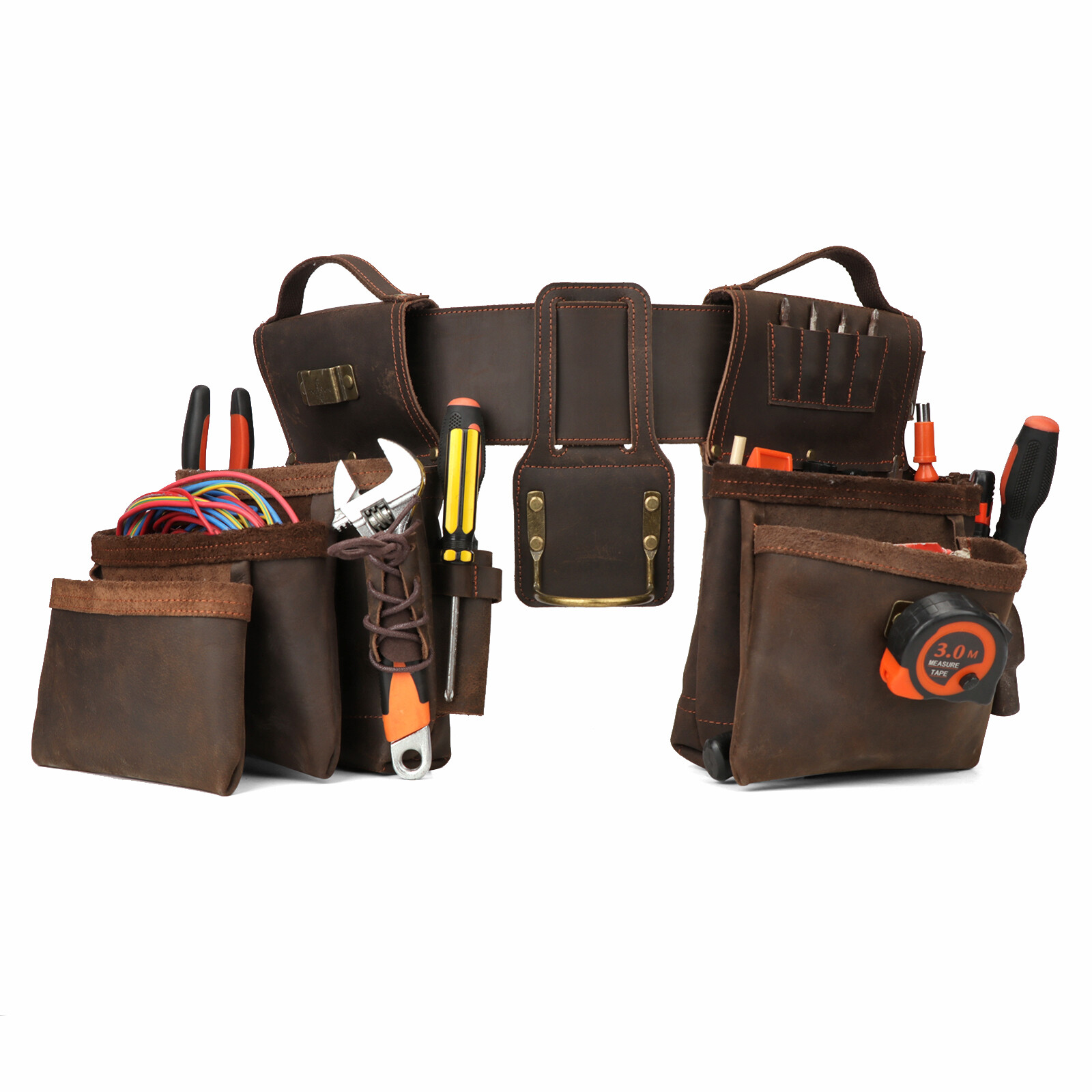 Tourbon Leather Tool Belt/Pouch/Bag/Holder Workshop Carpenter Framer Rig Pockets