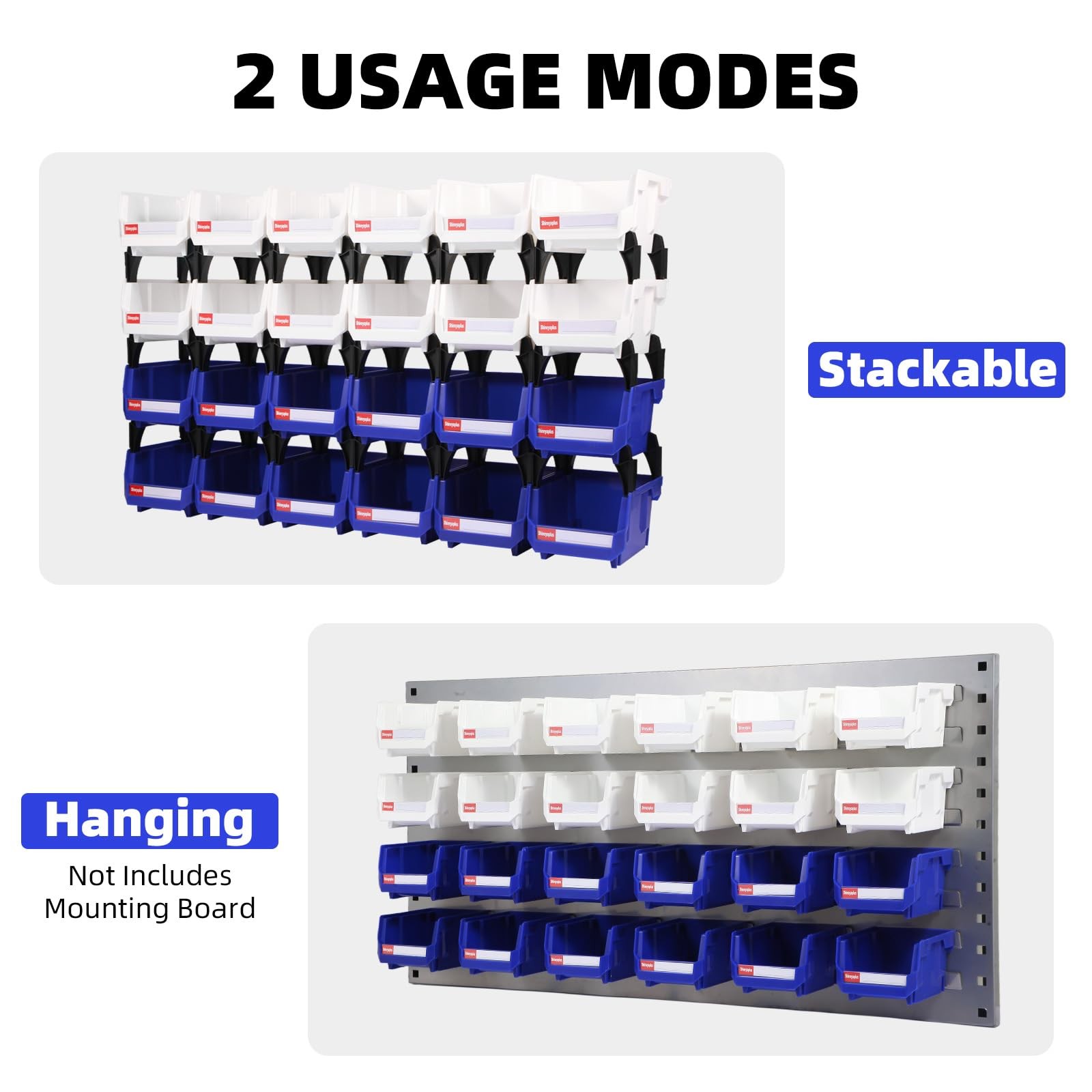 Plastic Storage Bins 24 Packs, Space-Saving Stackable Parts Bins for Garage,T…