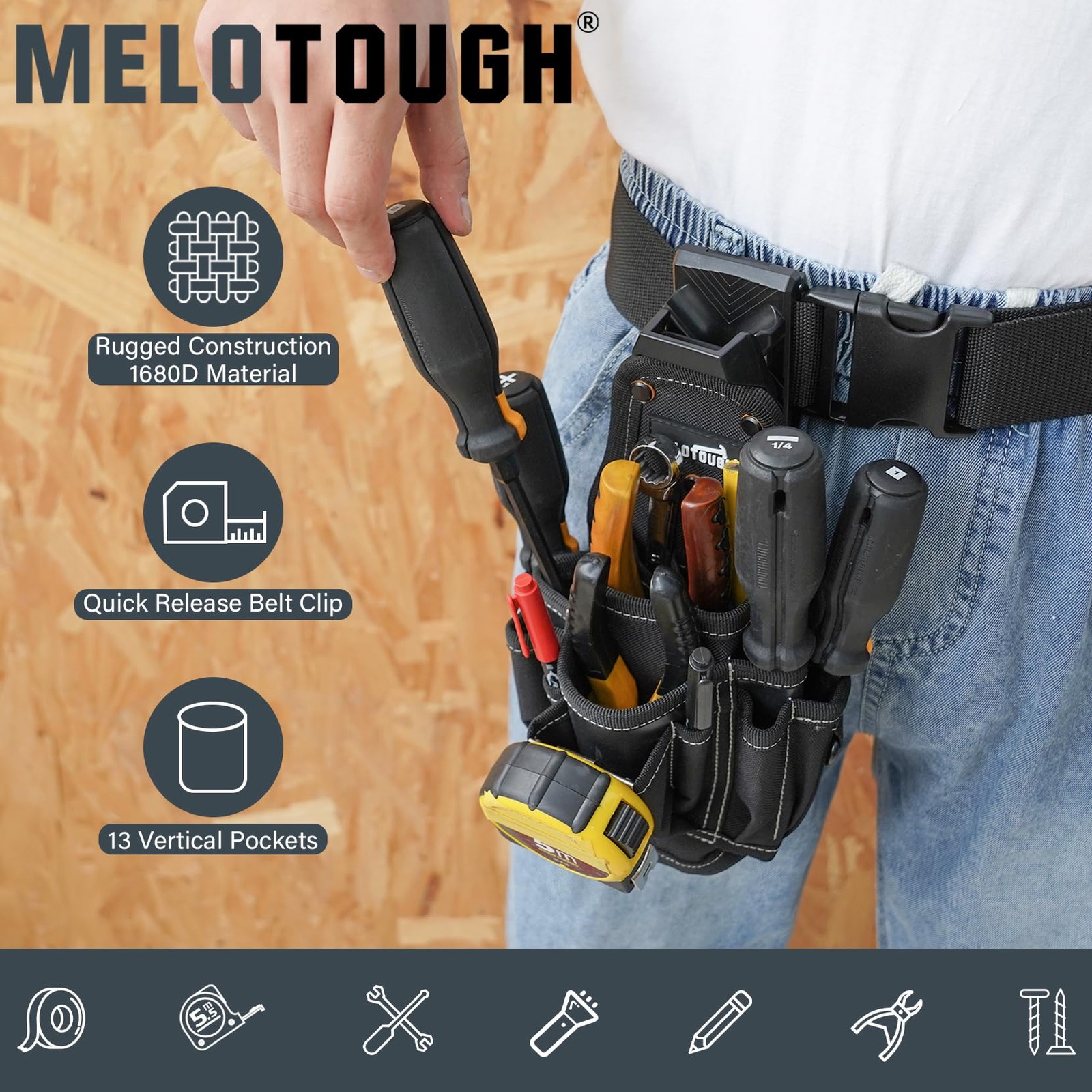 Small Pocket Tool Belt Pouch With Quick Release Clip Holder Organizer Bag