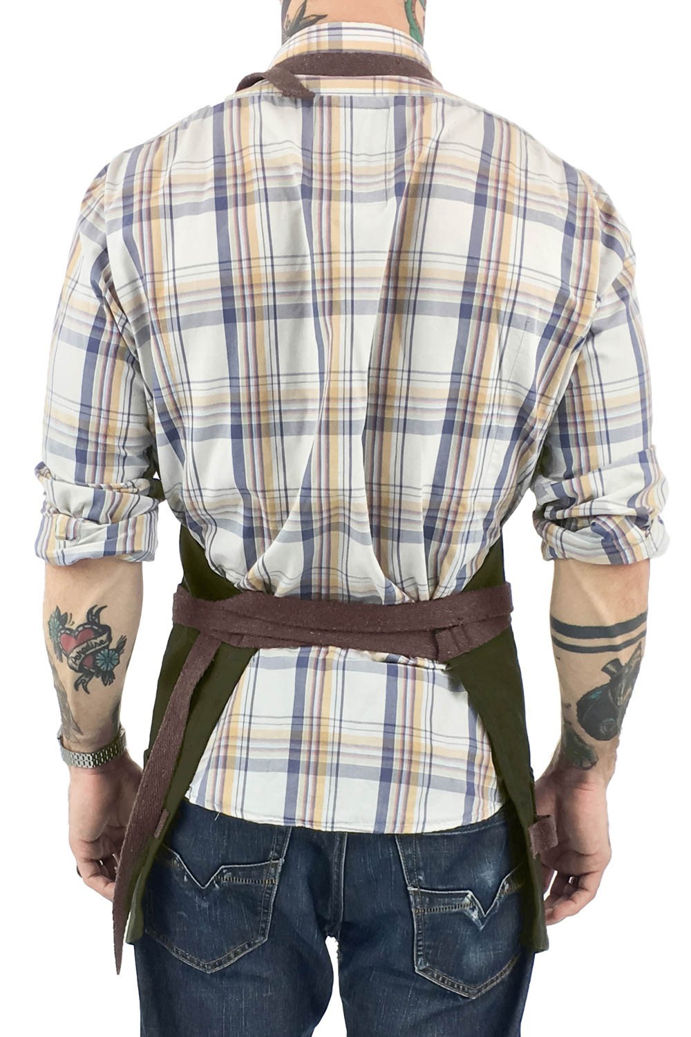 Tool Apron – 12 Pockets, Heavy-Duty Waxed Canvas, Leather Trim, NoTie – Woodwork