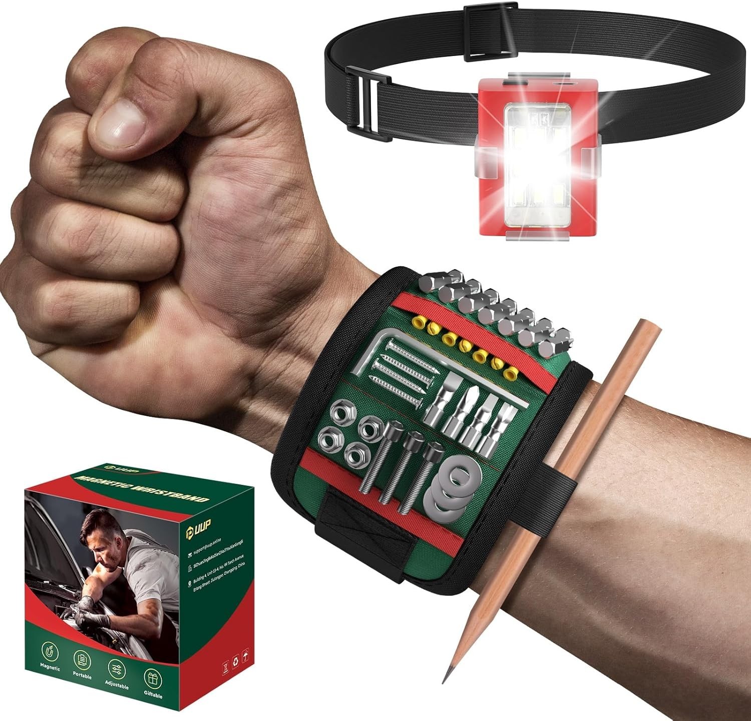 Rechargeable LED Wrist Tool Holder with Strong Magnets – Ultimate Handyman Gift