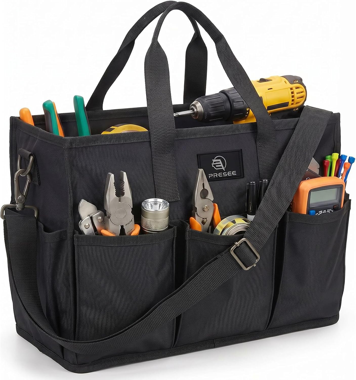 Heavy Duty Canvas Gardening Tote Bag with Pockets, Large Capacity Tool Organizer