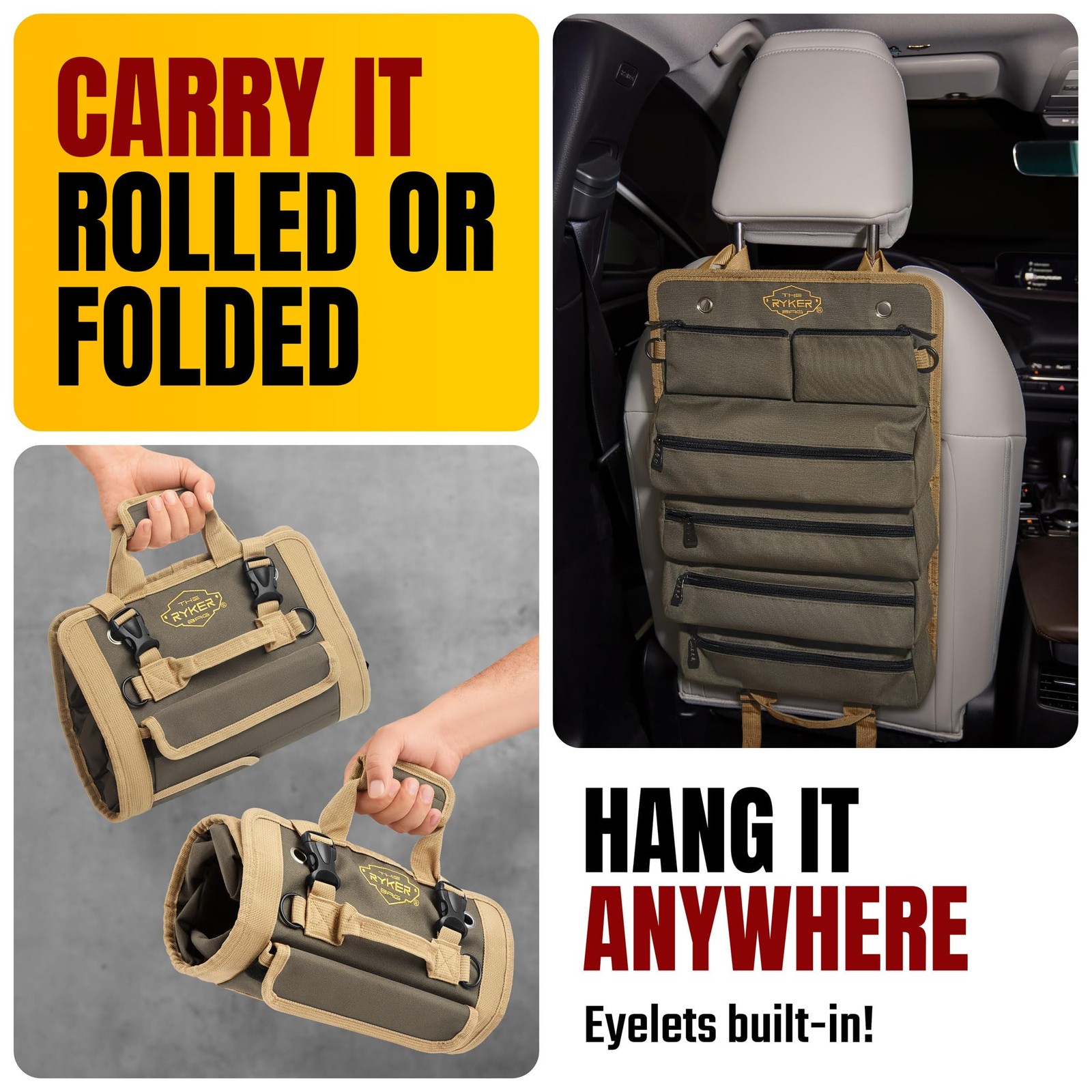 The Ryker Roll Up Tool Bag Organizer Gifts for him Heavy Duty Motorcycle Tool…