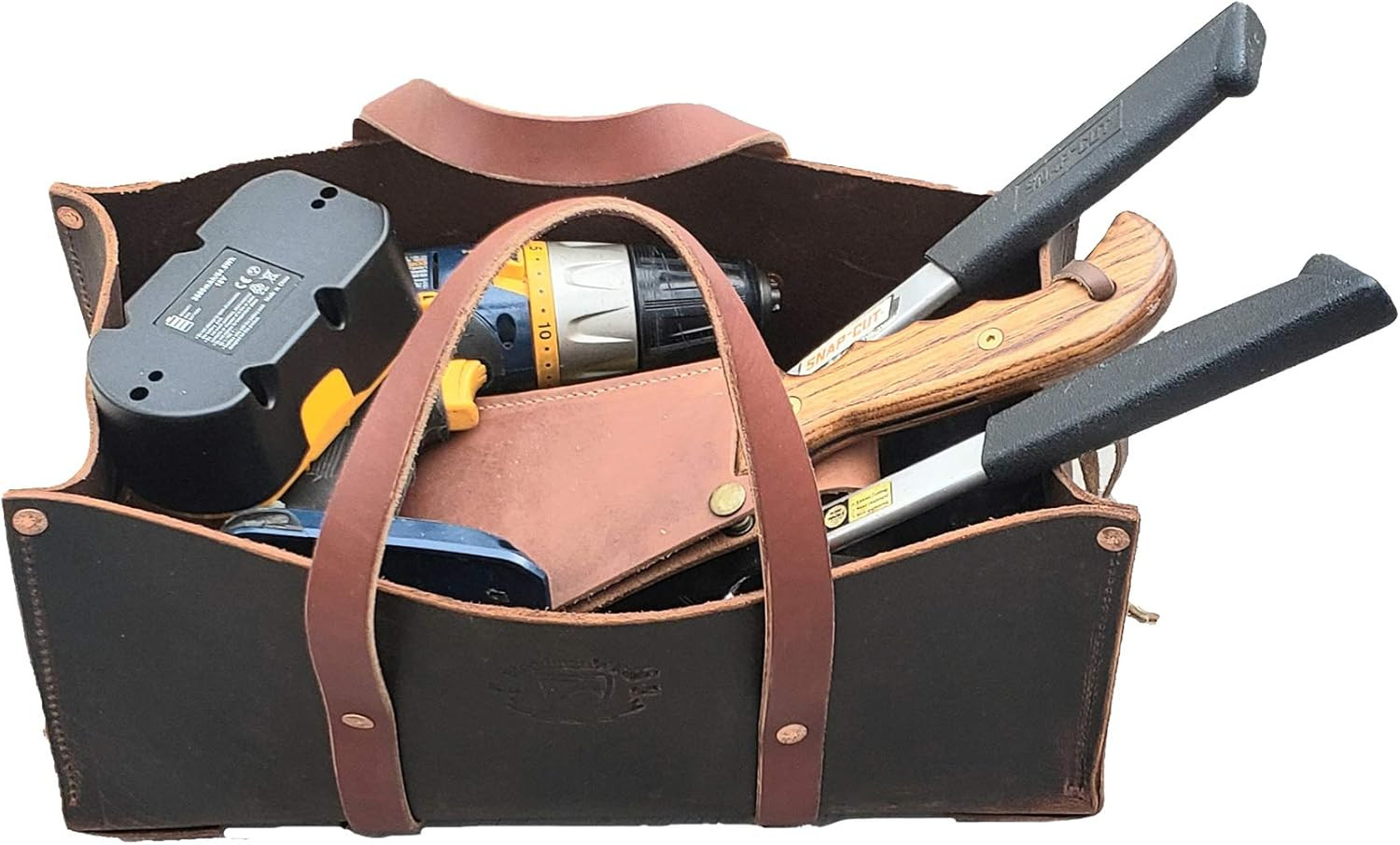 Premium Buffalo Leather Tote Tool Bag – Heavy Duty Organizer (Golden Brown)