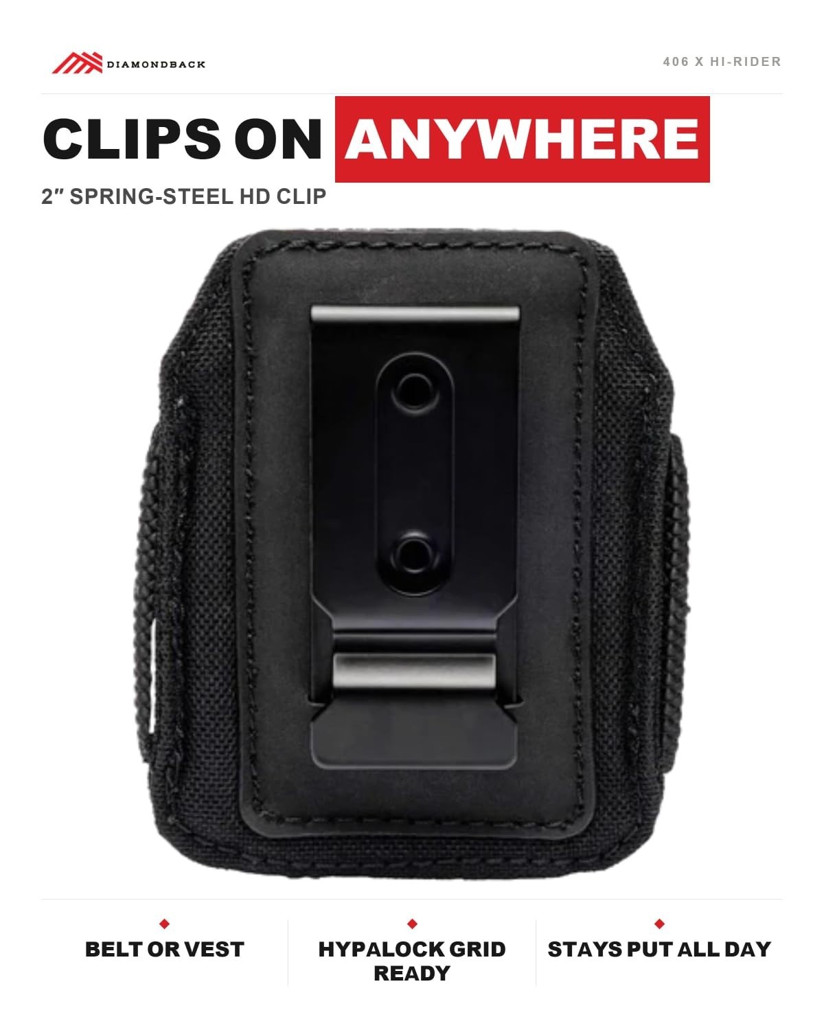 Lightweight Hammer Loop Holder for Belt – Durable Hip/Rear Carry, 2″ Steel Clip