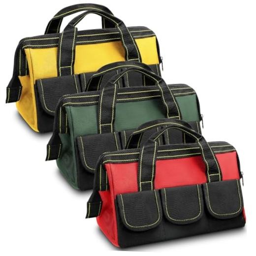 3 Pack Tool Bag for Men with 13 Inch Red, Army Green, Yellow Classic