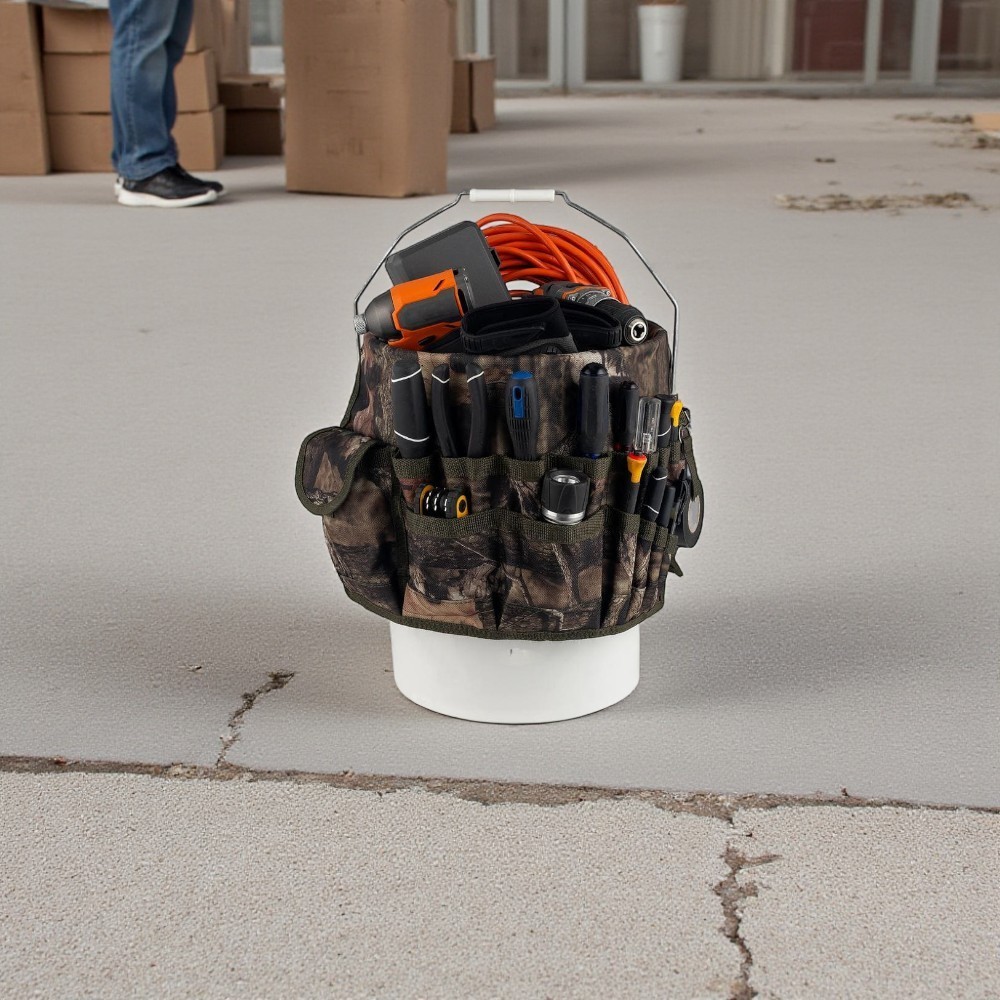 Mossy Oak Camo Bucketeer – 5 Gal. Bucket Tool Storage Organizer 600 Denier Poly