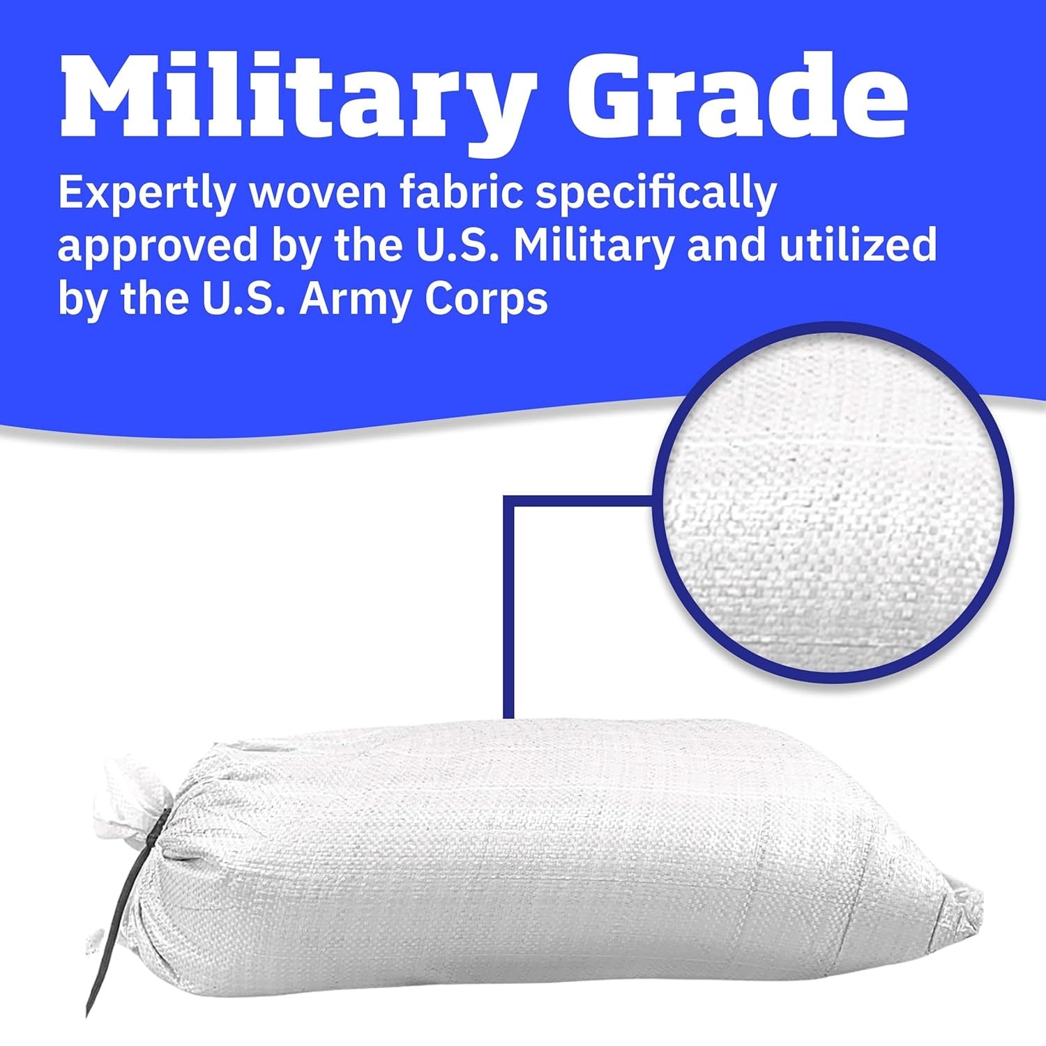 DURASACK Heavy Duty Sand Bags with Tie Strings Empty Woven 10 Sandbags, White