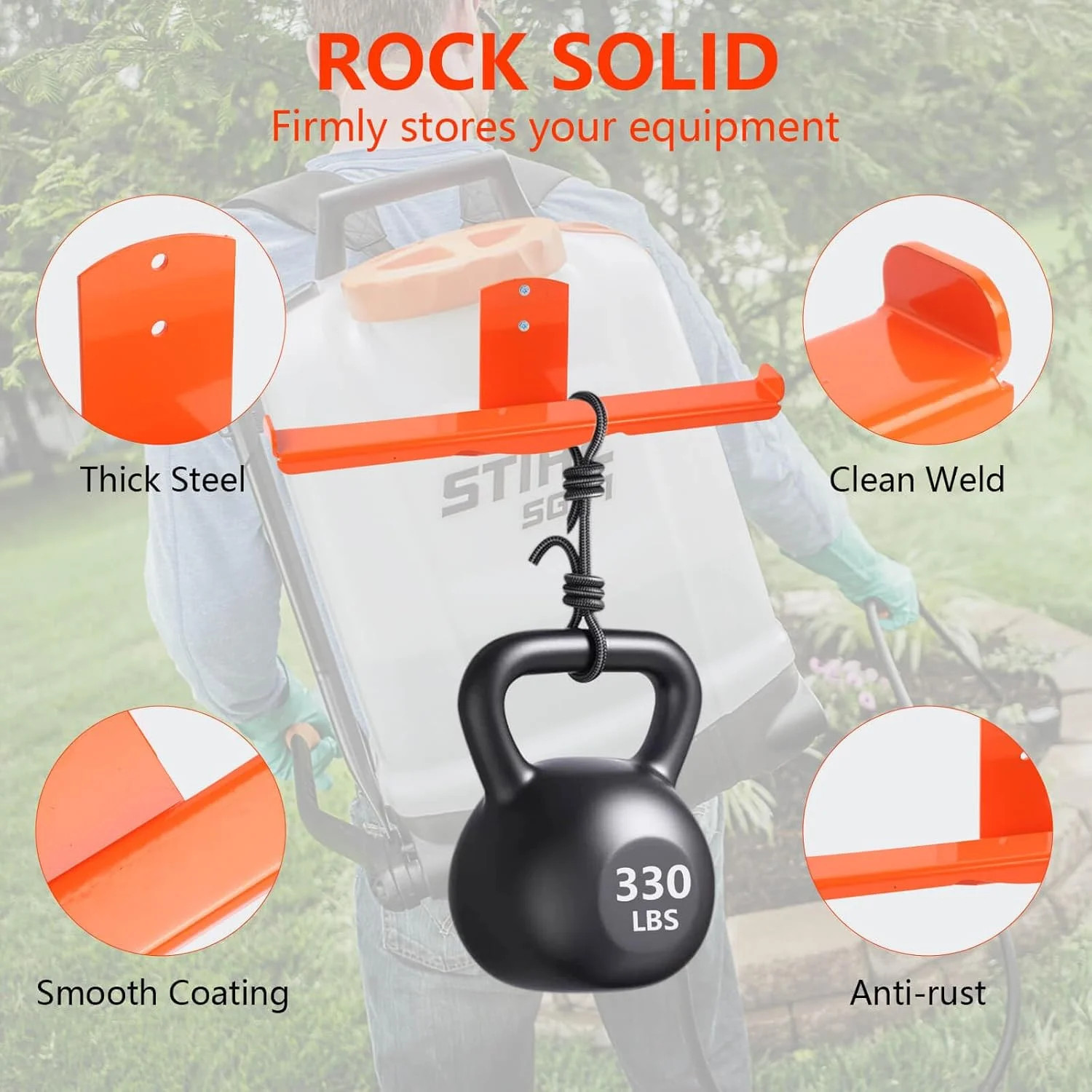 Backpack Blower Rack with Hose Holder – Heavy Duty Backpack Sprayer Wall Mount w