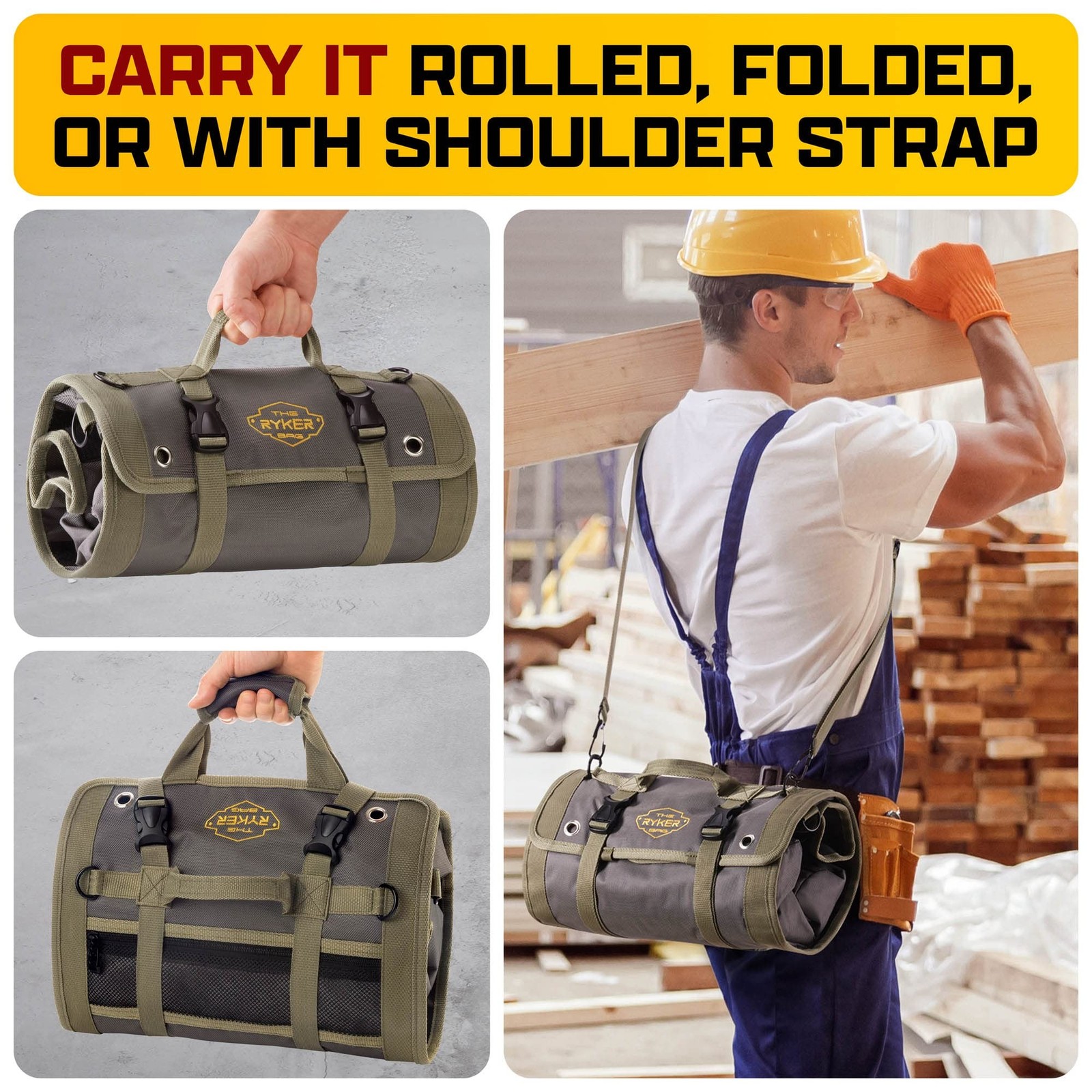The Ryker Bag PRO Official Tool Roll Organizer – 4 Detachable Tool Pouches + …
