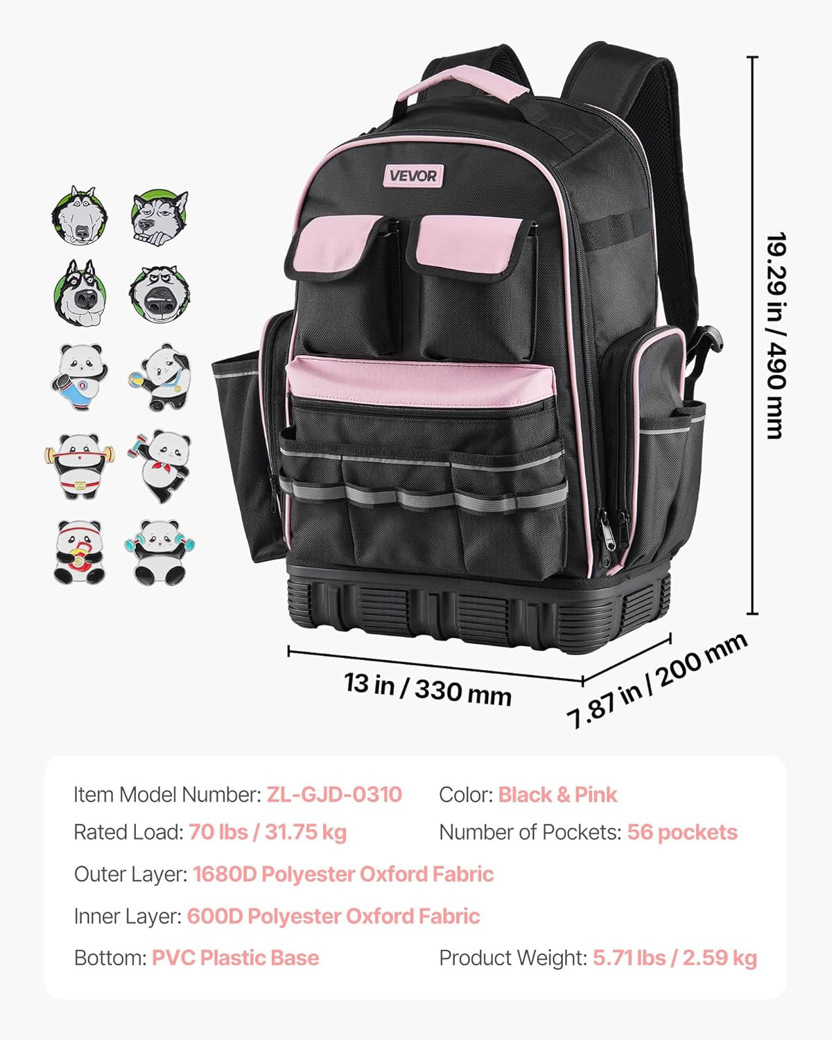 Pro-Grade Tool Backpack with 56 Pockets & Laptop Compartment