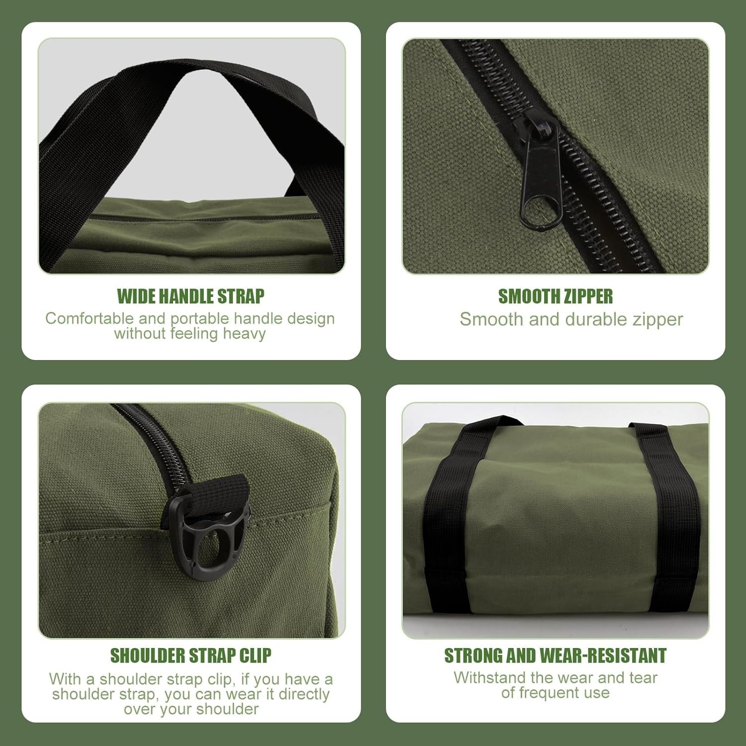 Durable 14-Inch Canvas Tool Organizer – Perfect for Home & Travel, Army Green